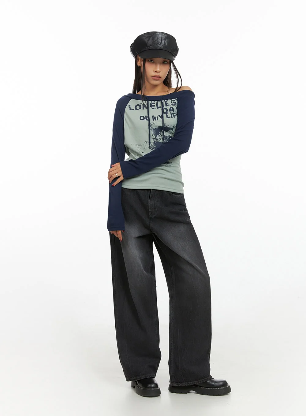 One-Shoulder Raglan Long Sleeve IS427 - Image 2