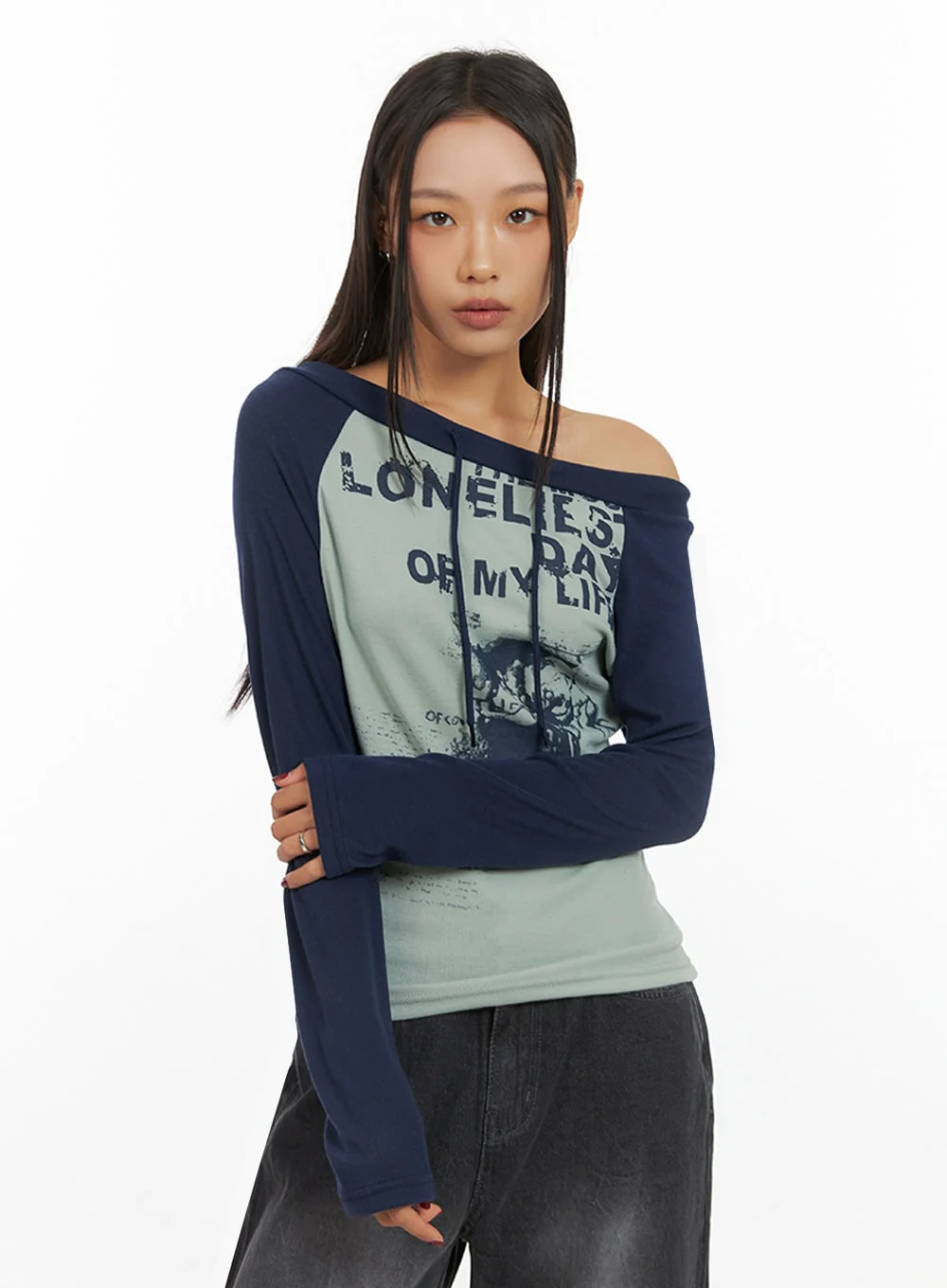 One-Shoulder Raglan Long Sleeve IS427 - Image 4