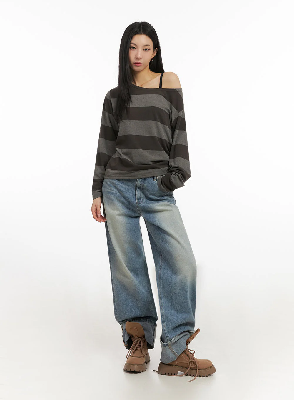 One-Shoulder Striped Top ID431 - Image 2
