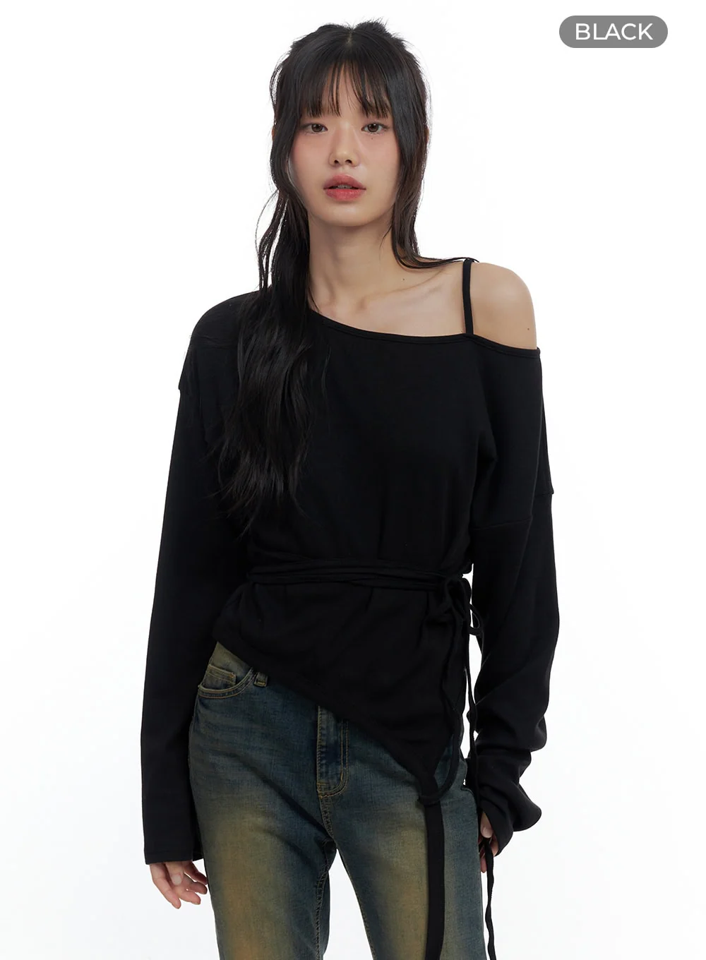 One-Shoulder Unbalanced Strap T-Shirt CS419 - Image 10