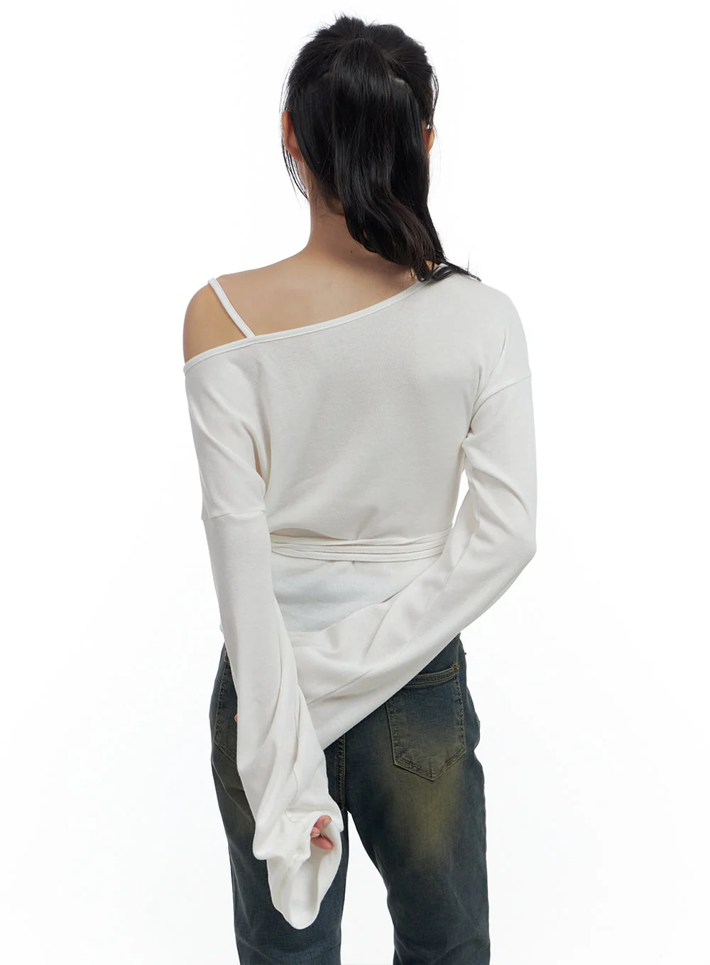 One-Shoulder Unbalanced Strap T-Shirt CS419 - Image 6