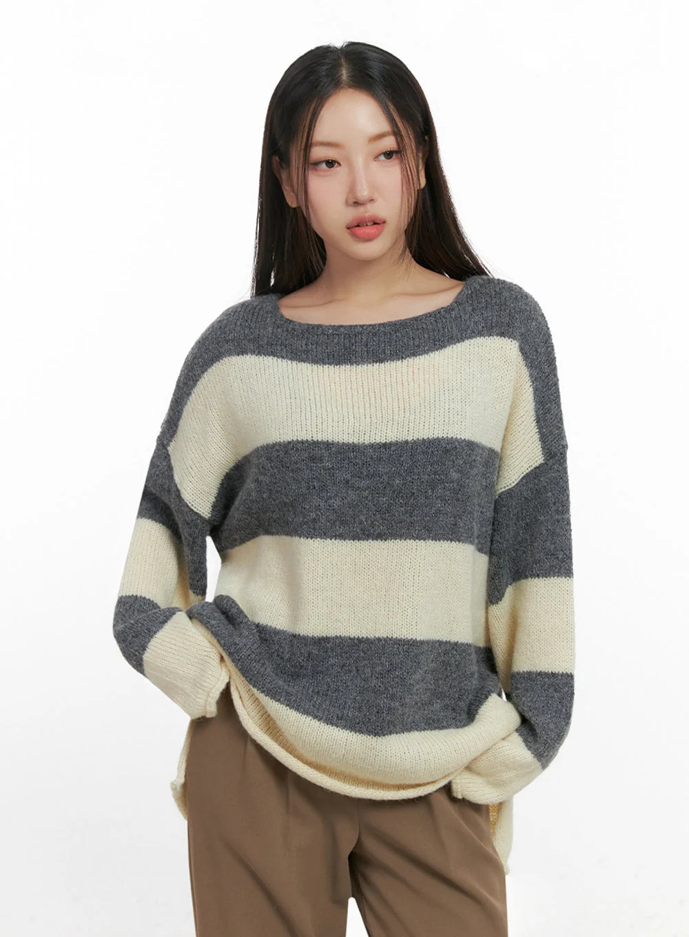 Oversize Stripe Wool Sweater IN415 - Image 10