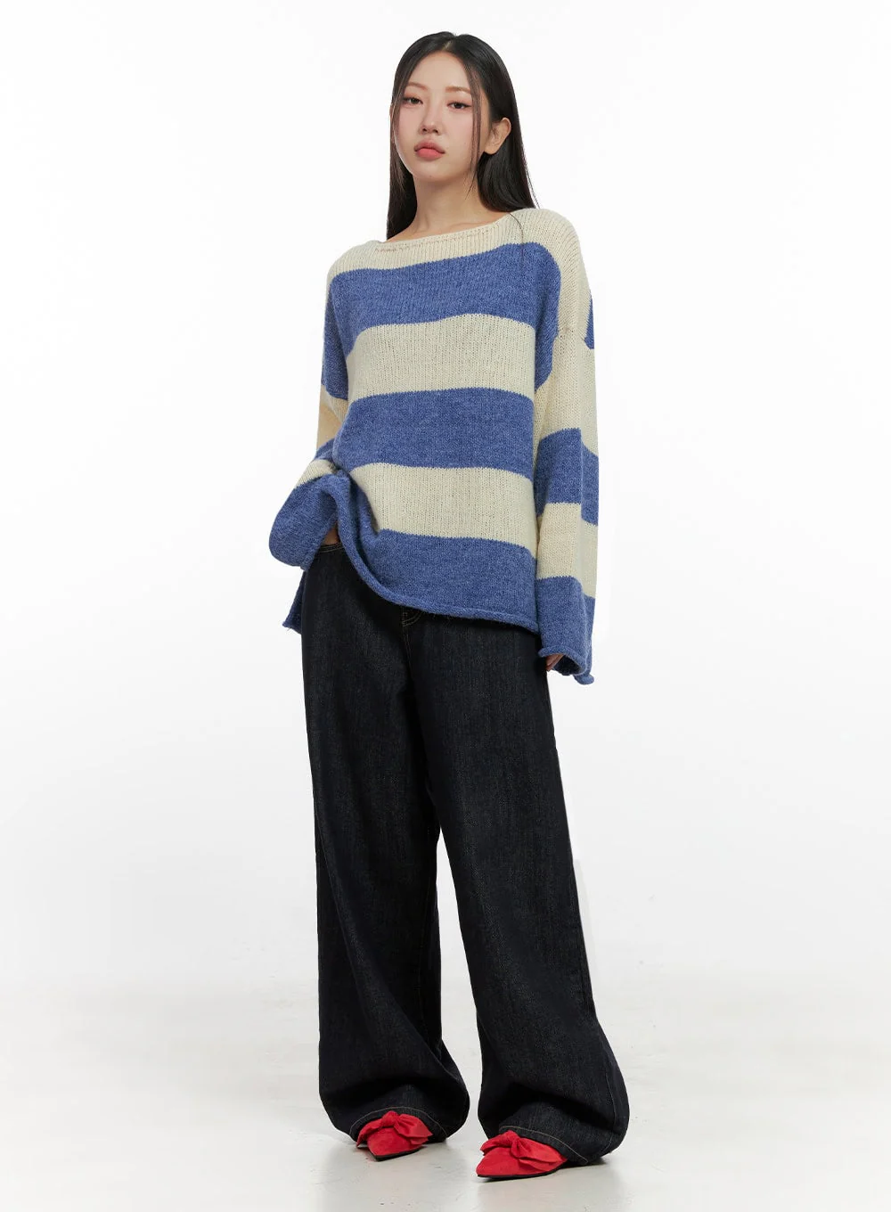 Oversize Stripe Wool Sweater IN415 - Image 11