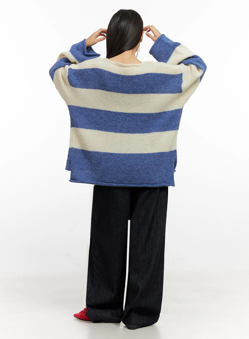 Oversize Stripe Wool Sweater IN415 - Image 13