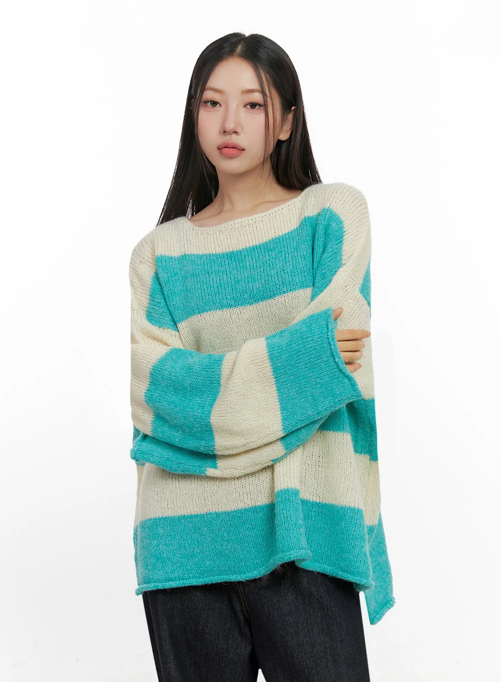 Oversize Stripe Wool Sweater IN415 - Image 16