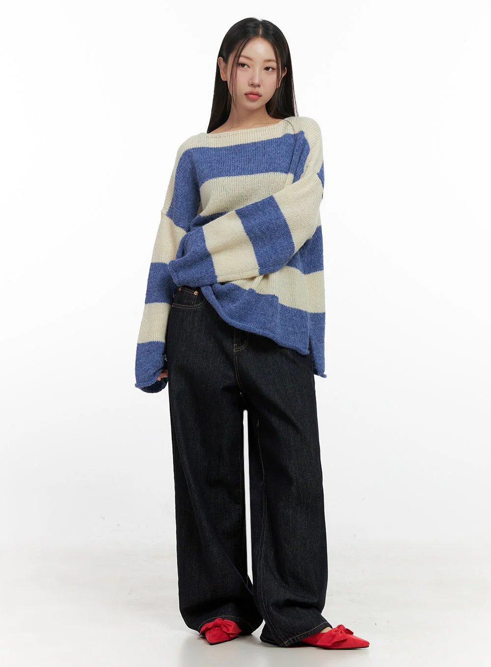 Oversize Stripe Wool Sweater IN415 - Image 3