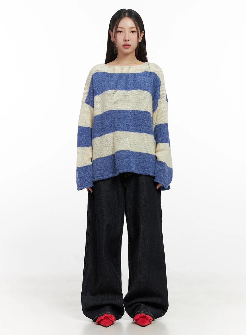 Oversize Stripe Wool Sweater IN415 - Image 5