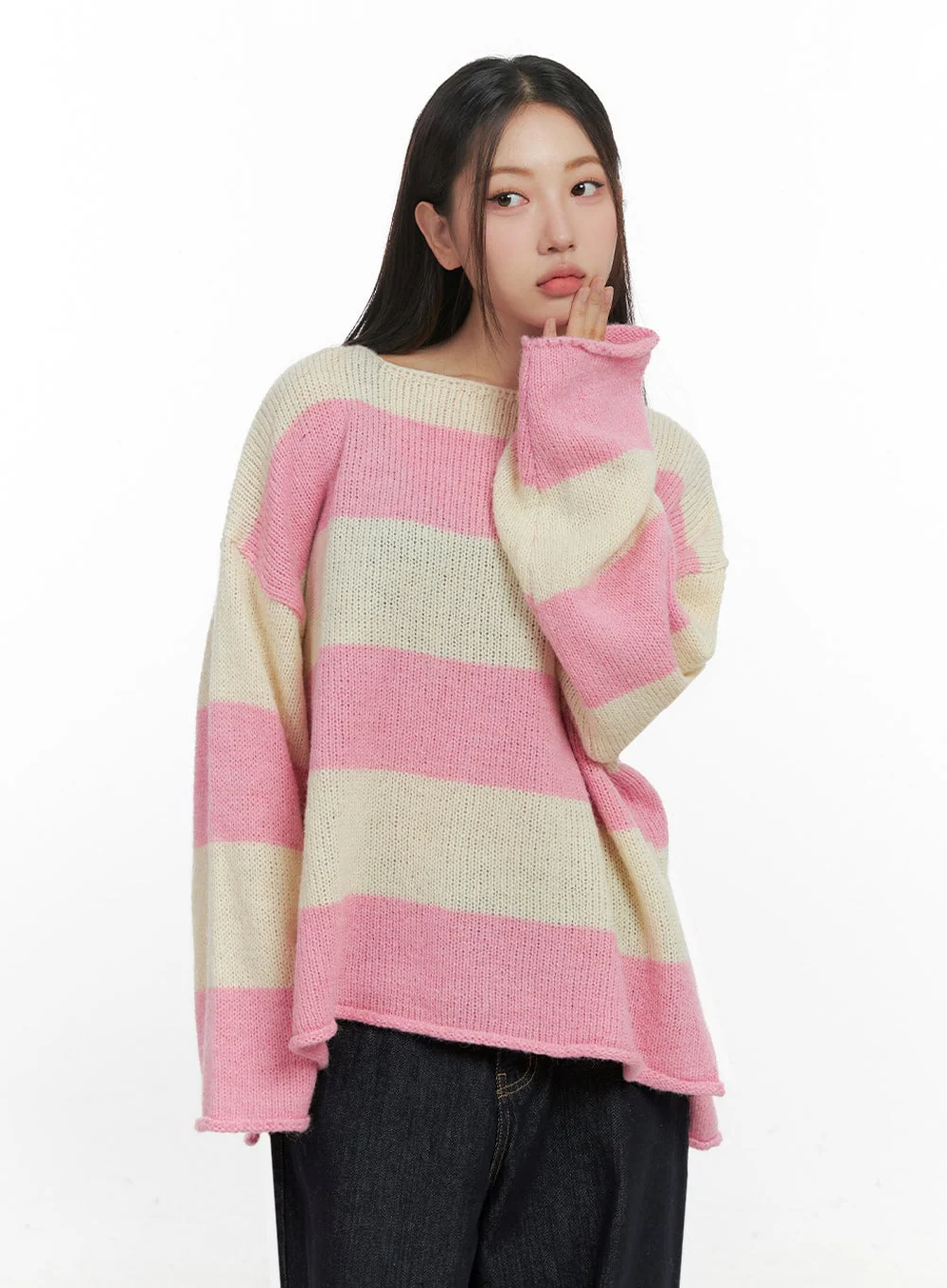 Oversize Stripe Wool Sweater IN415 - Image 7