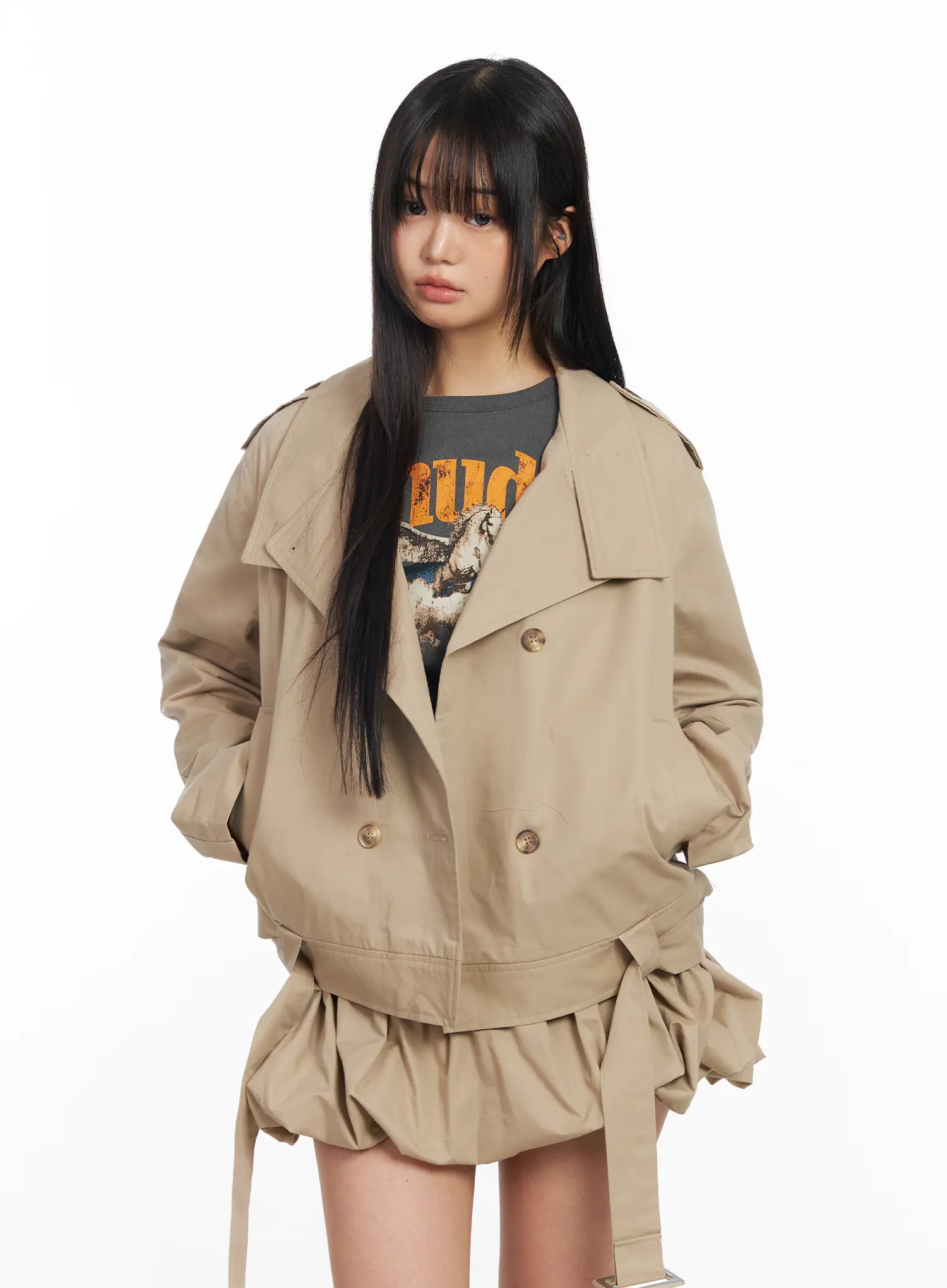 Oversized Belted Trench Jacket CF504 - Image 4