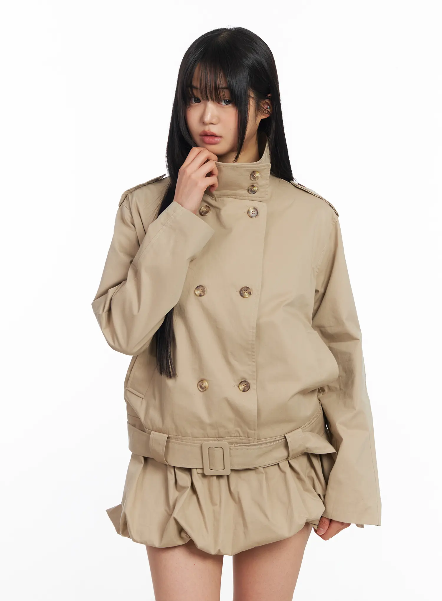 Oversized Belted Trench Jacket CF504 - Image 7