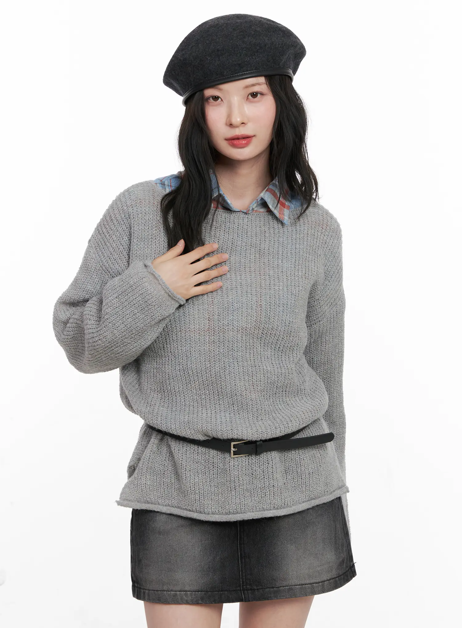 Oversized Boat Neck Knit Sweater CN504