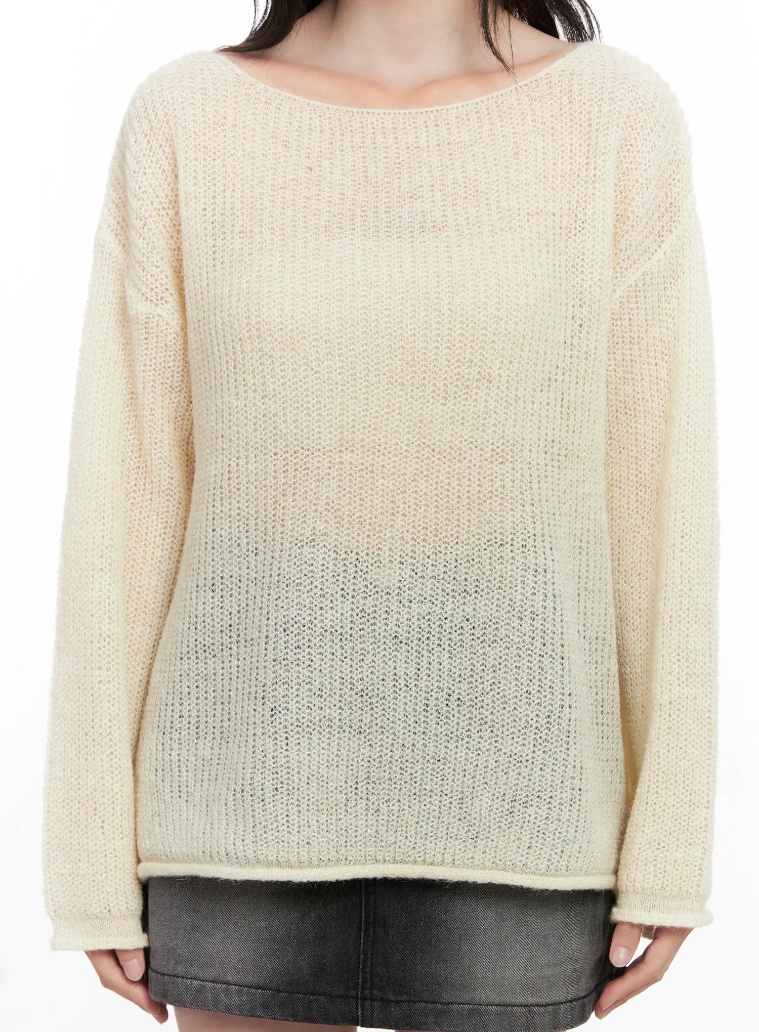 Oversized Boat Neck Knit Sweater CN504 - Image 9