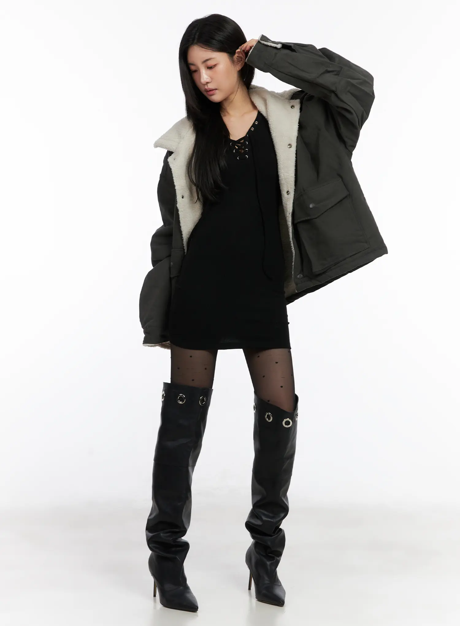 Oversized Button Fleece Jacket CD508 - Image 13