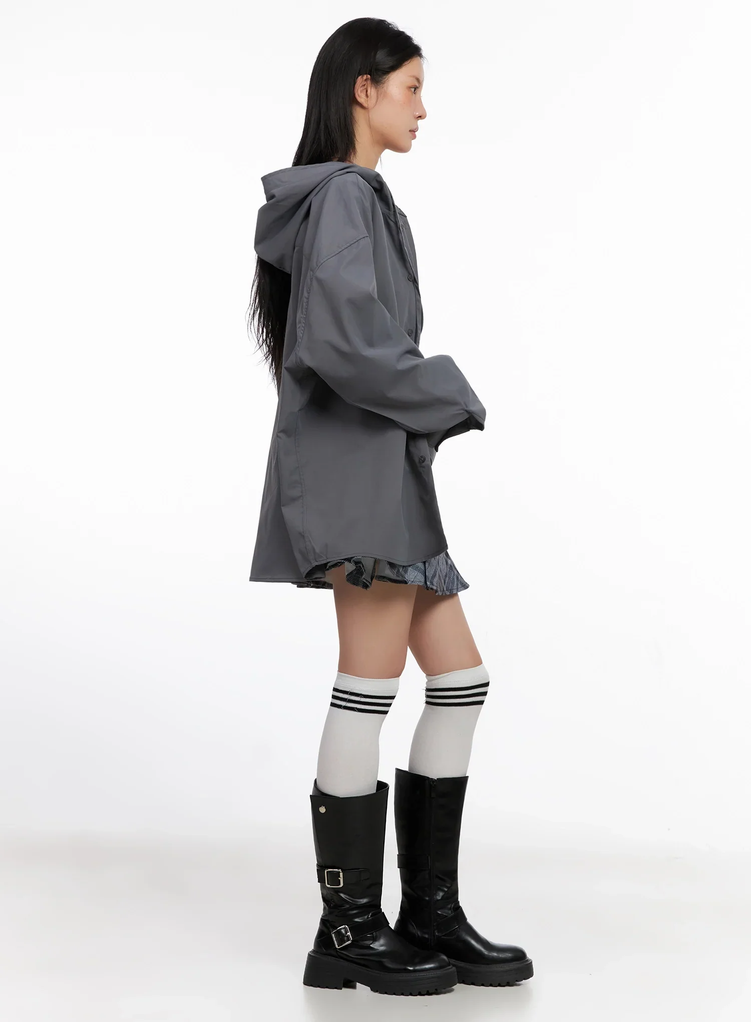 Oversized Button Up Hoodie Jacket IS508 - Image 8