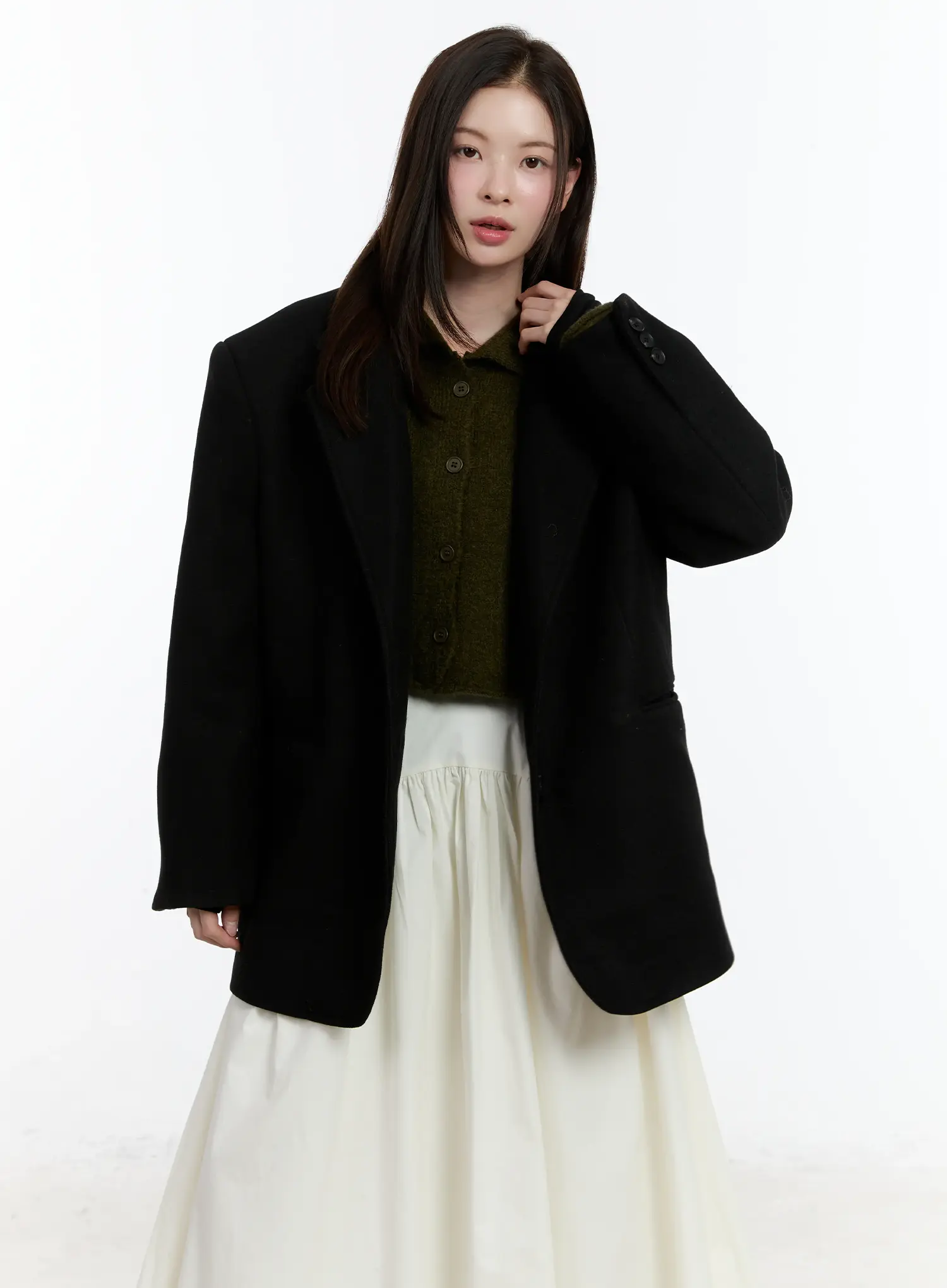 Oversized Buttoned Collar Jacket ID510 - Image 11