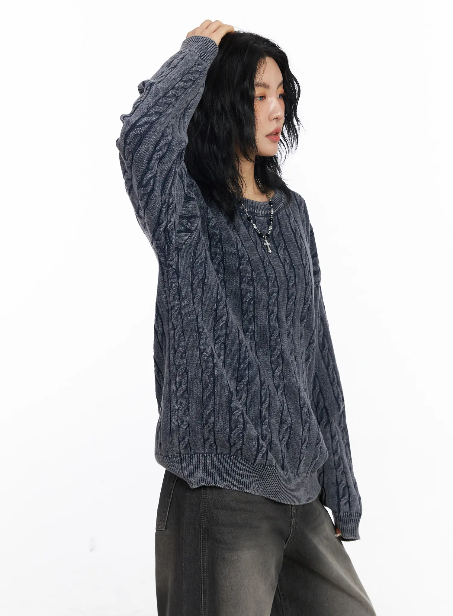 Oversized Cable Knit Sweater CJ522 - Image 2