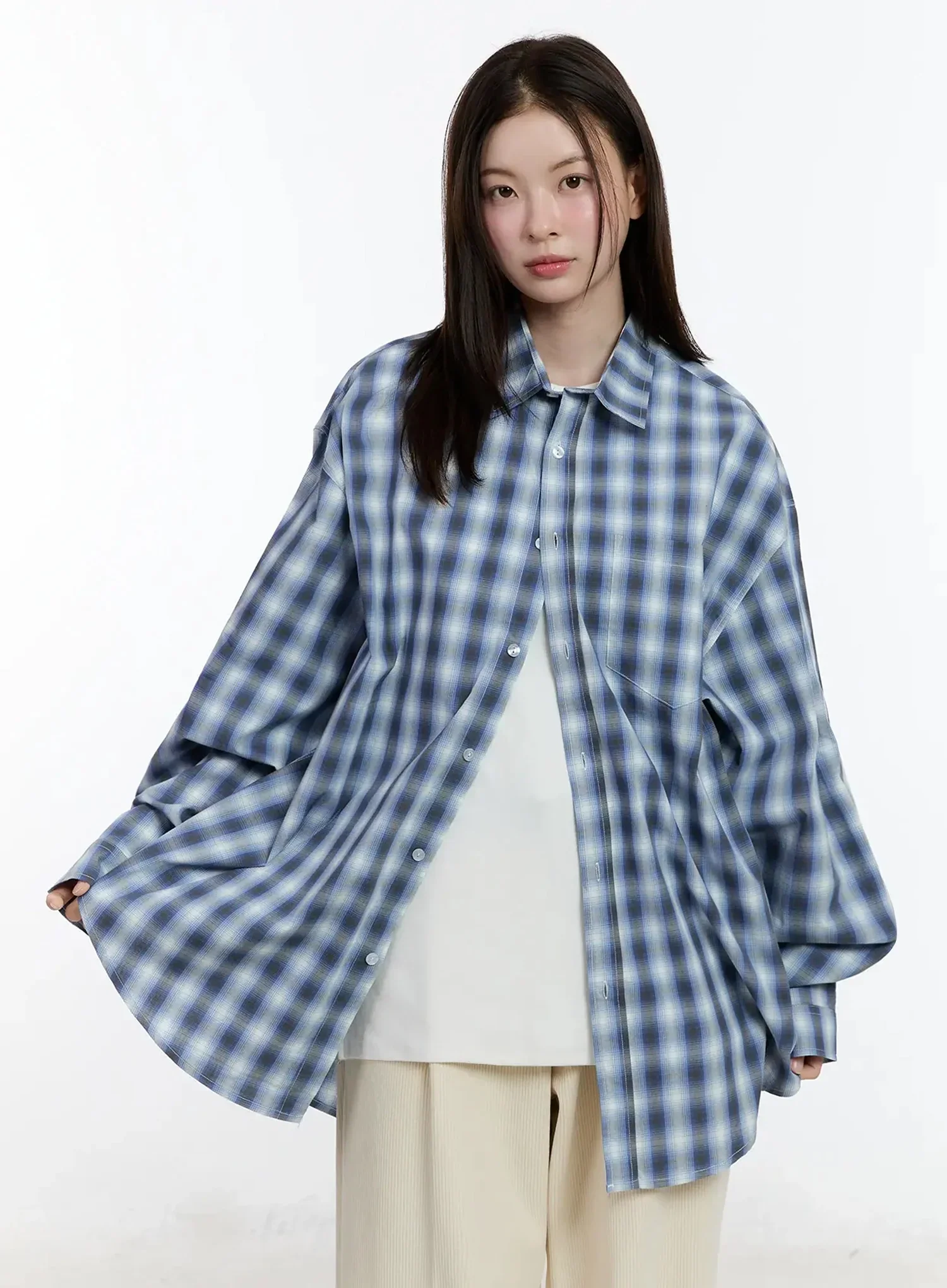 Oversized Check Shirt ID526 - Image 12