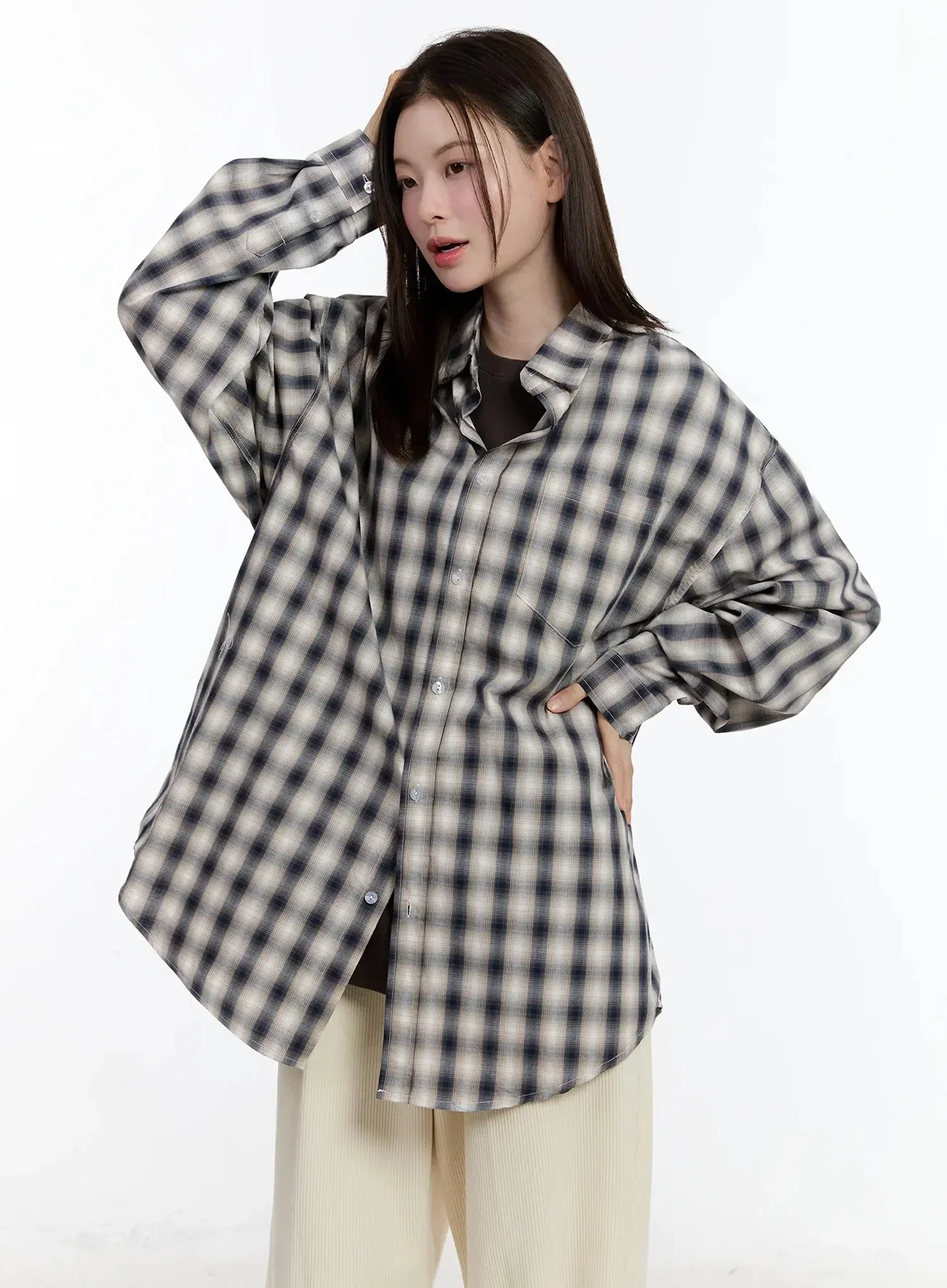 Oversized Check Shirt ID526 - Image 2