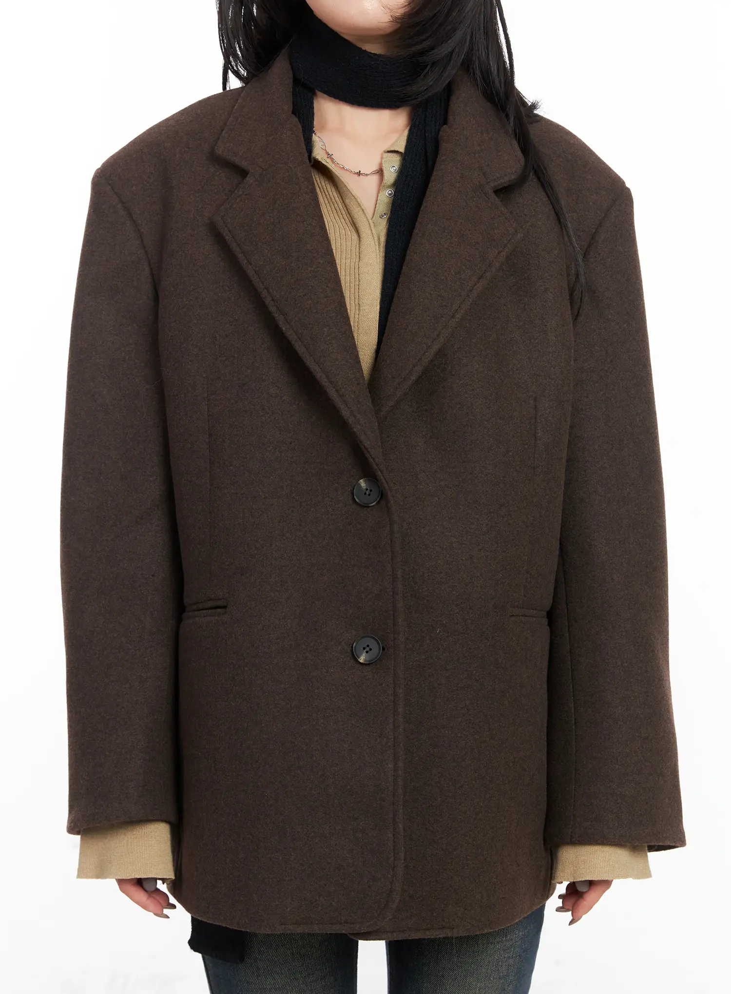 Oversized Classic Wool Blazer Jacket CD502 - Image 4