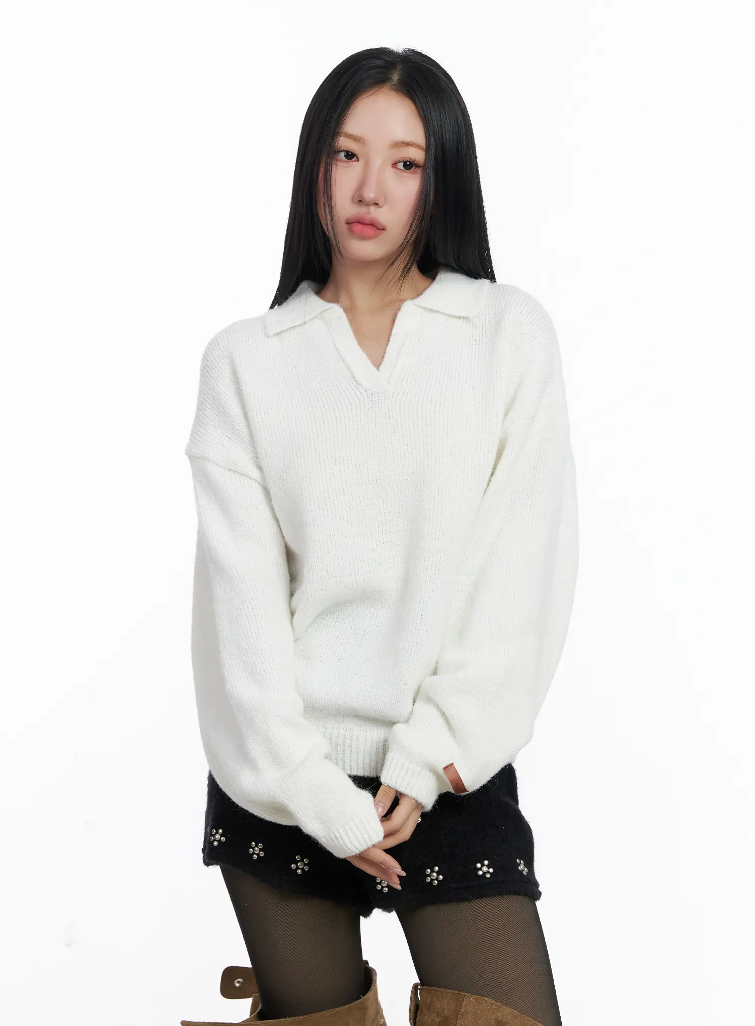 Oversized Collar Knit Sweater CJ514 - Image 2
