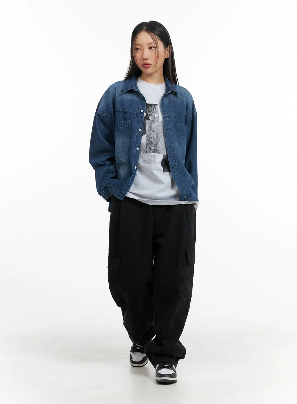 Oversized Denim Pocket Blouse CM419 - Image 2