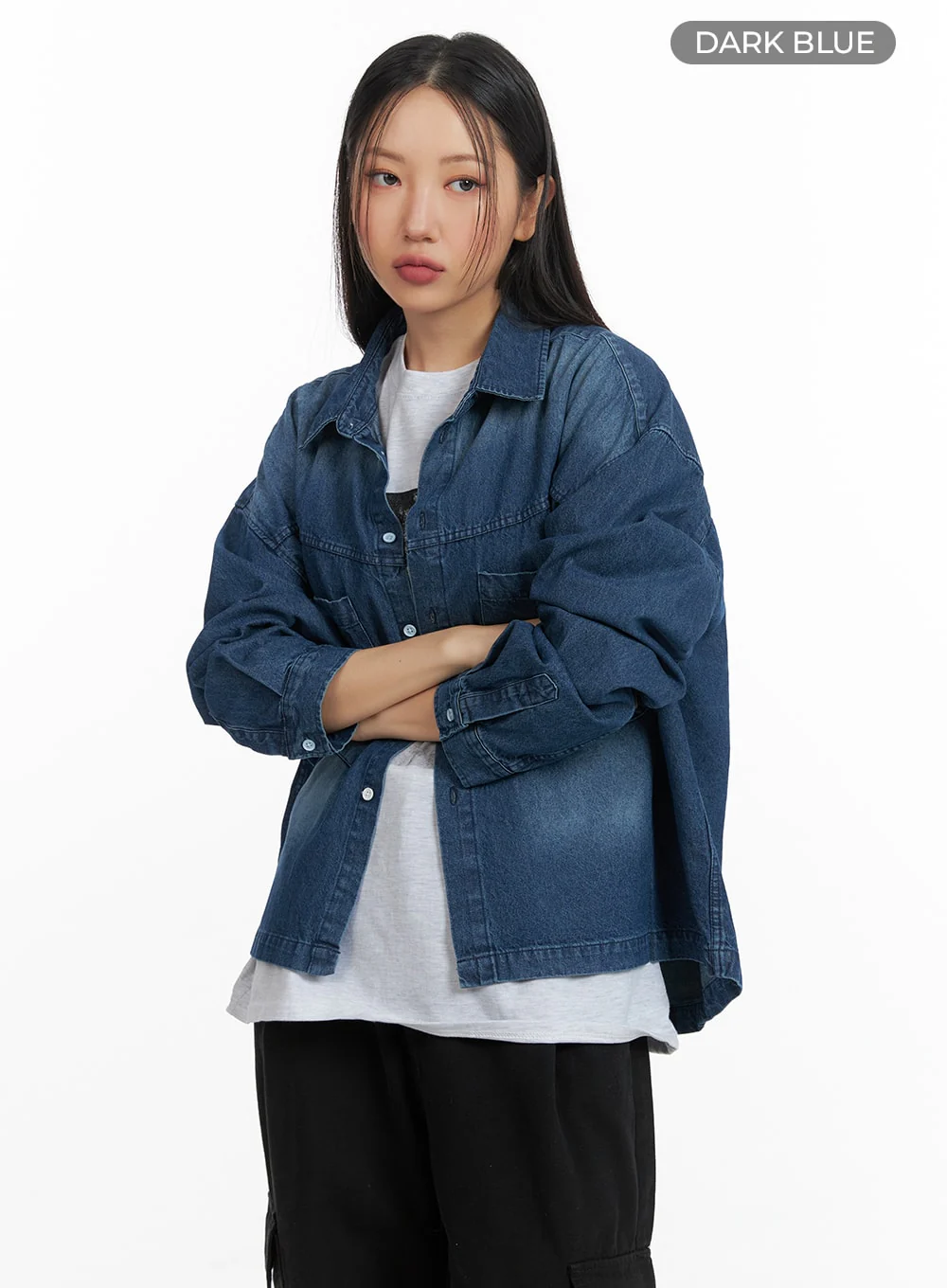 Oversized Denim Pocket Blouse CM419 - Image 7