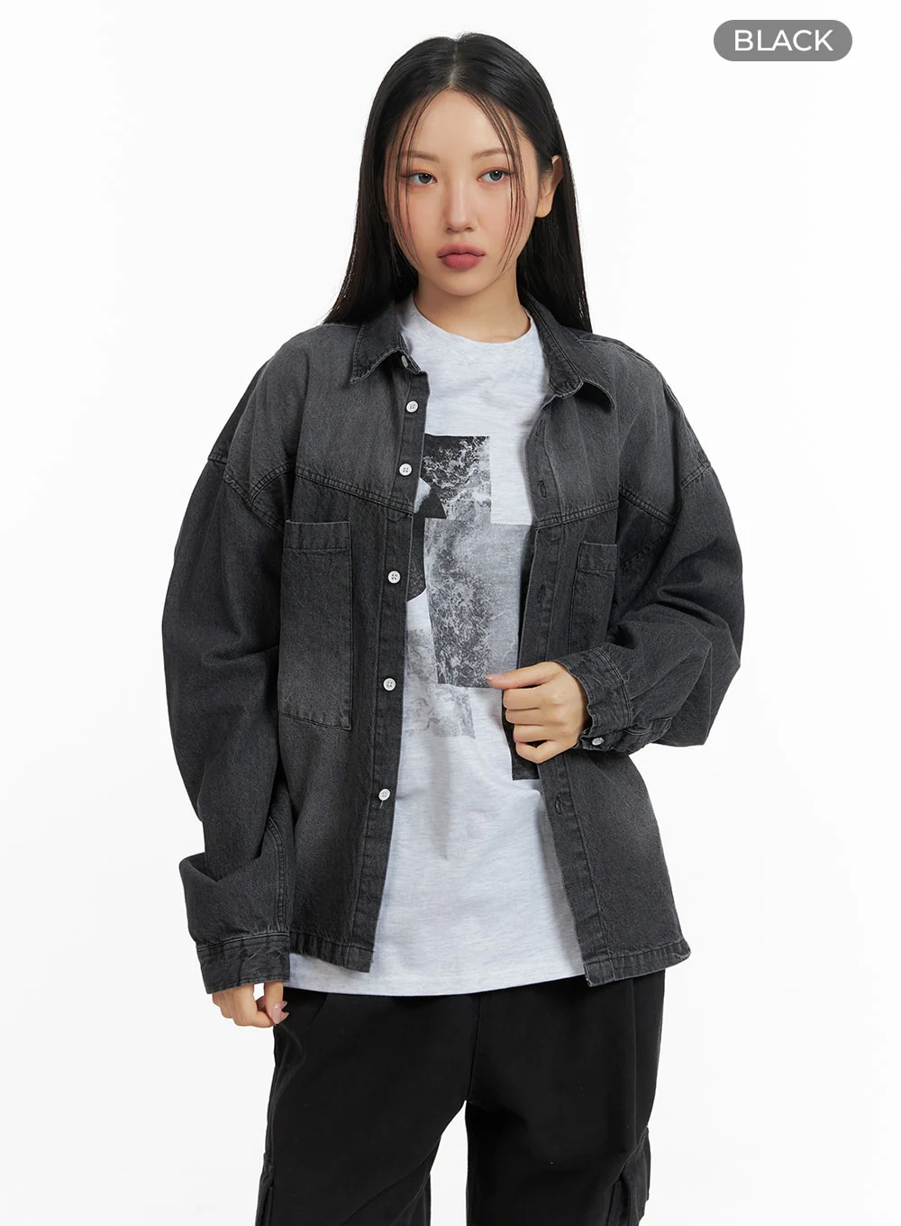 Oversized Denim Pocket Blouse CM419 - Image 8
