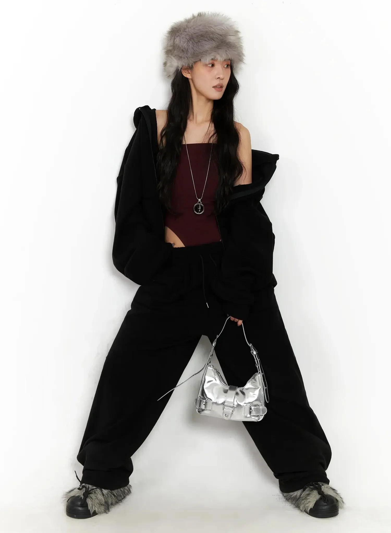 Oversized Fleece Zip-Up Hoodie IN528 - Image 11