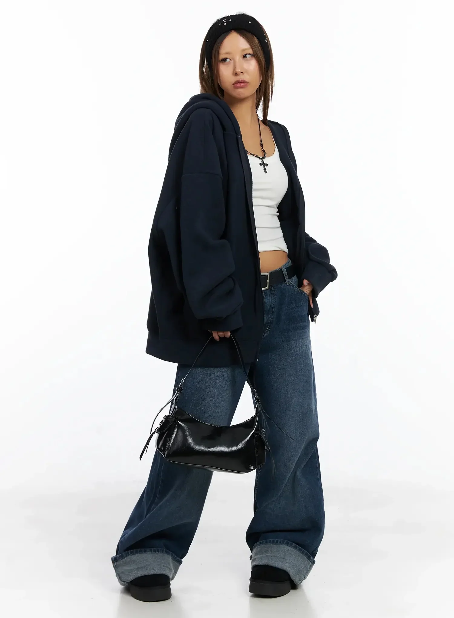 Oversized Fleece Zip-Up Hoodie IN528 - Image 13