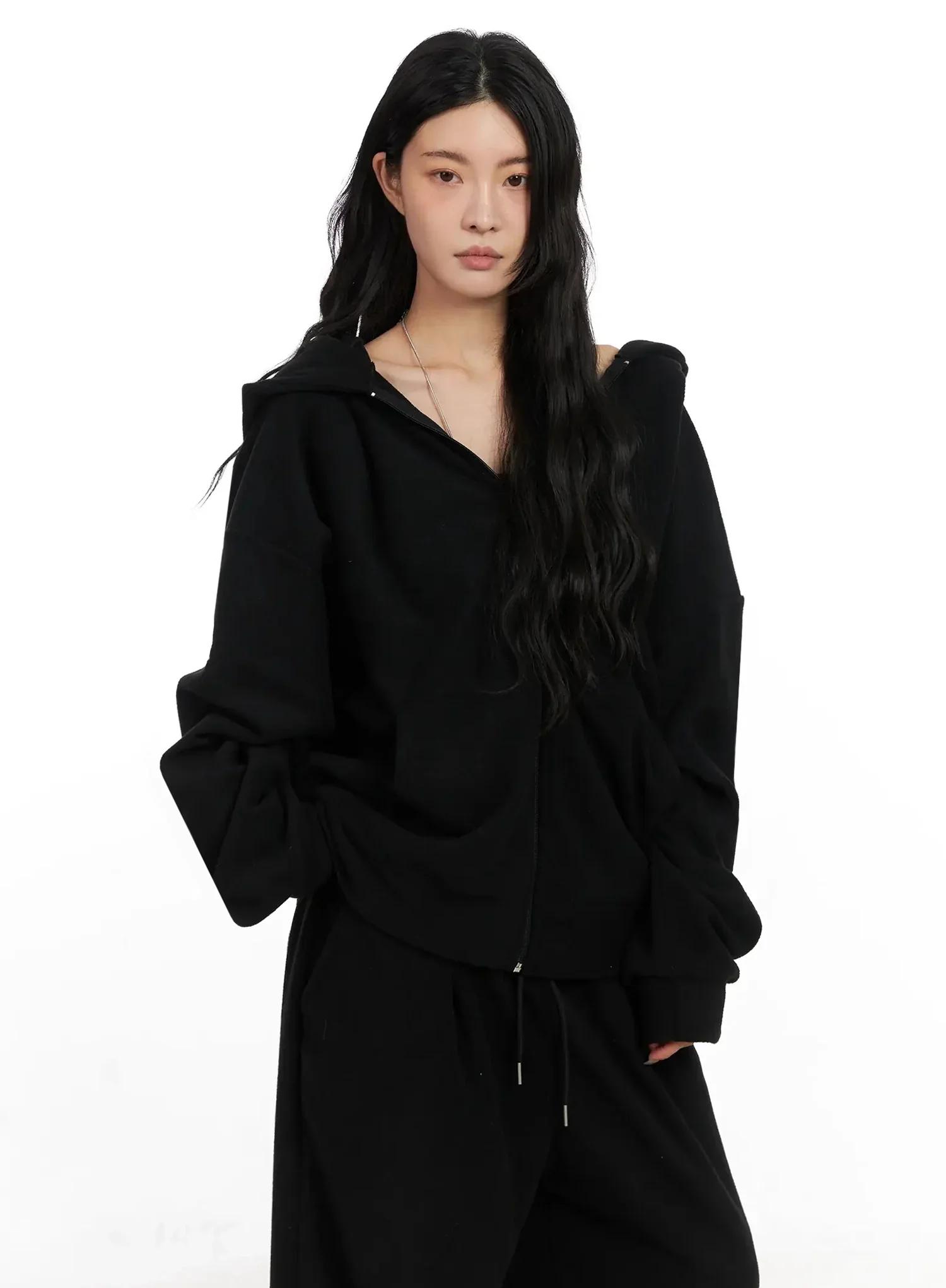 Oversized Fleece Zip-Up Hoodie IN528 - Image 5