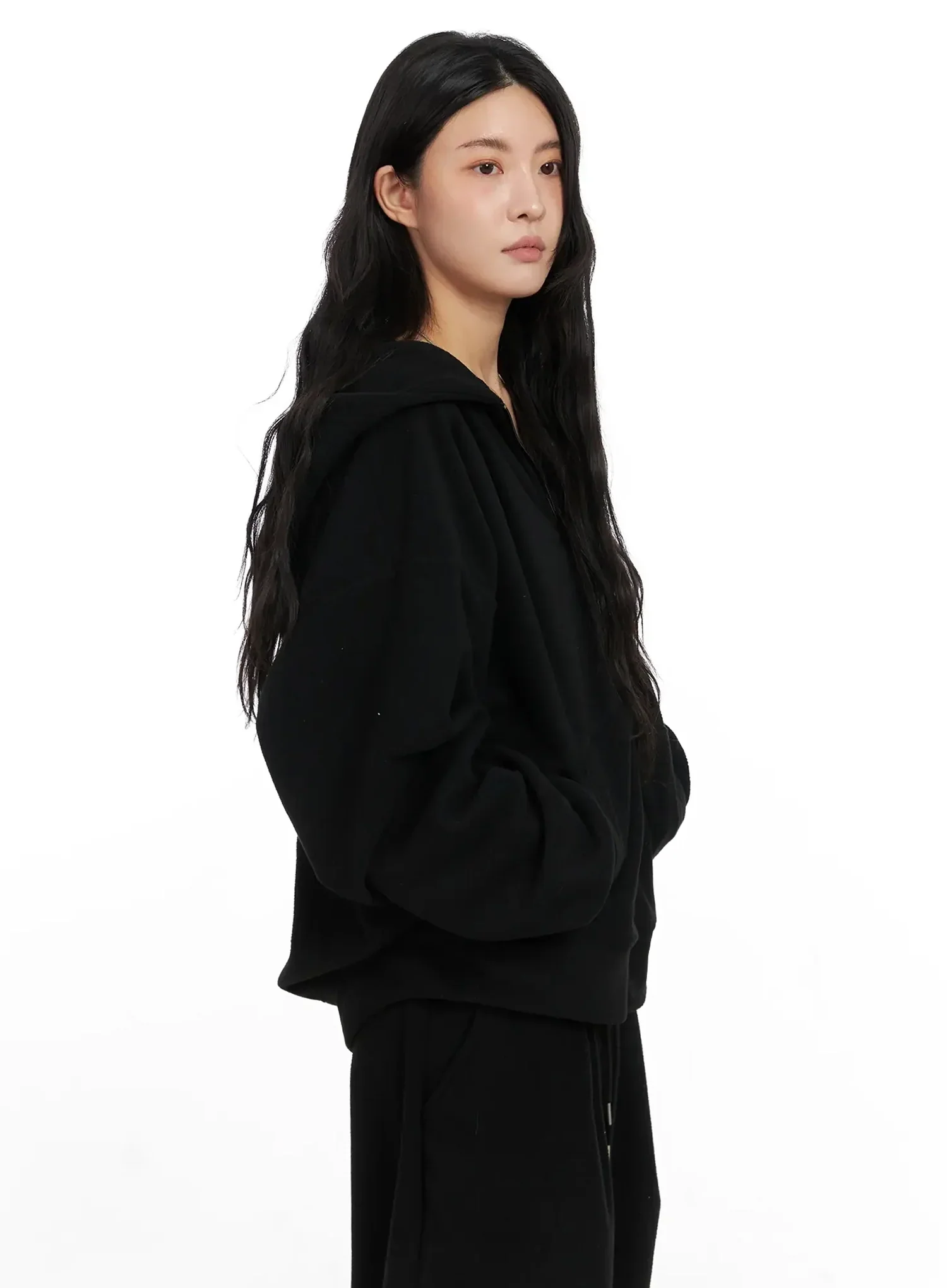 Oversized Fleece Zip-Up Hoodie IN528 - Image 6