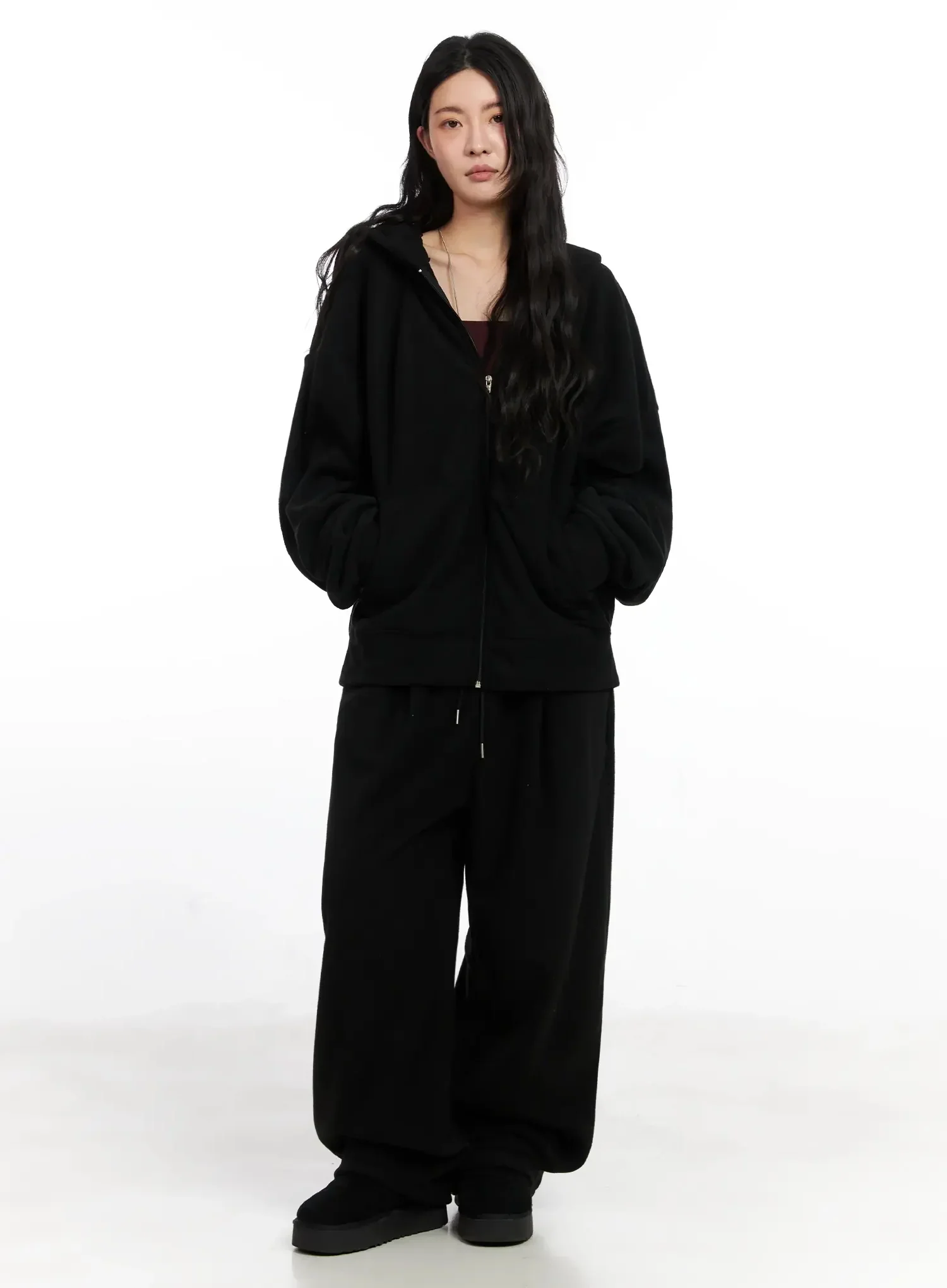 Oversized Fleece Zip-Up Hoodie IN528 - Image 7