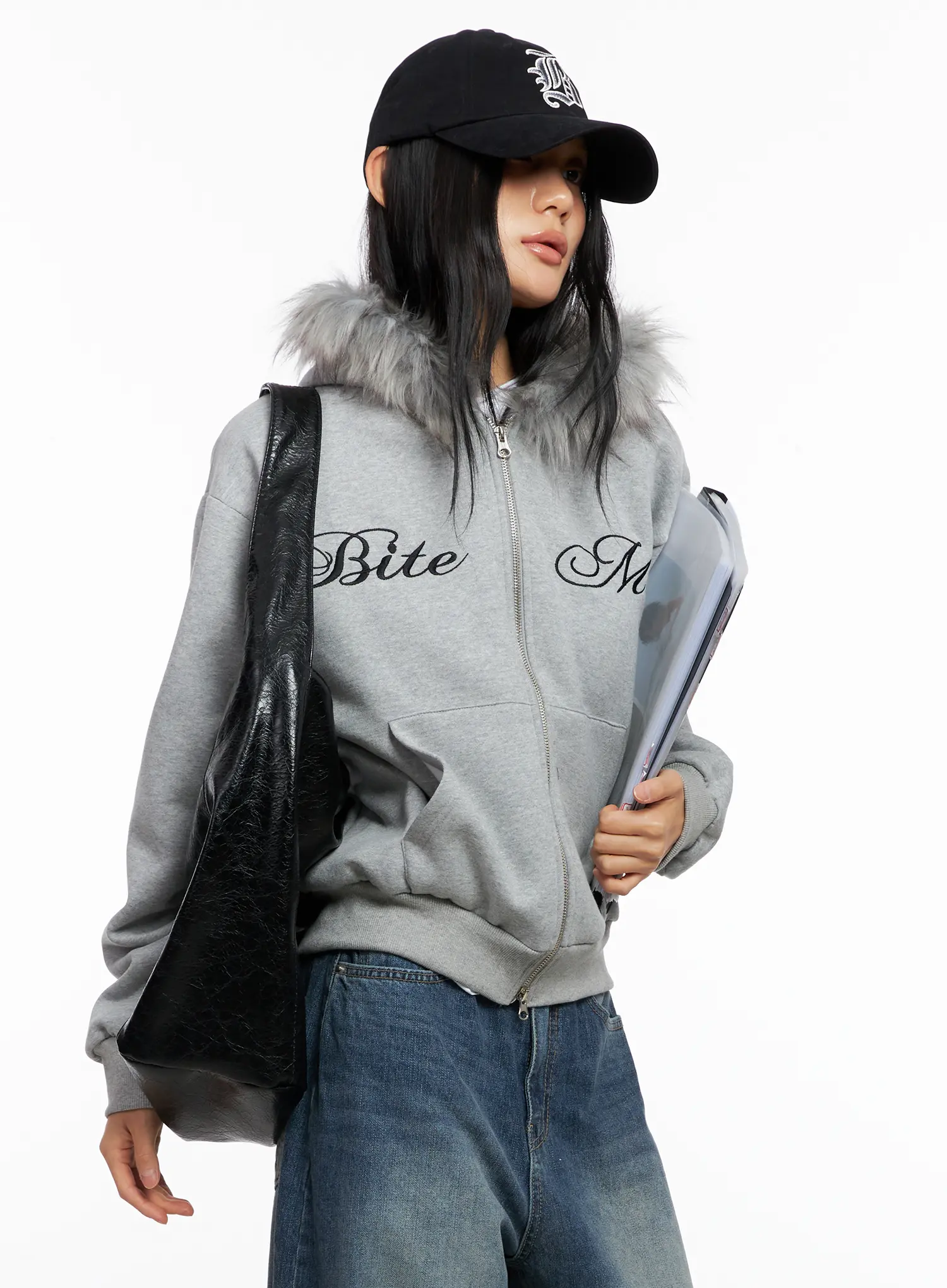 Oversized Fur Zip-Up Hoodie CO529 - Image 2