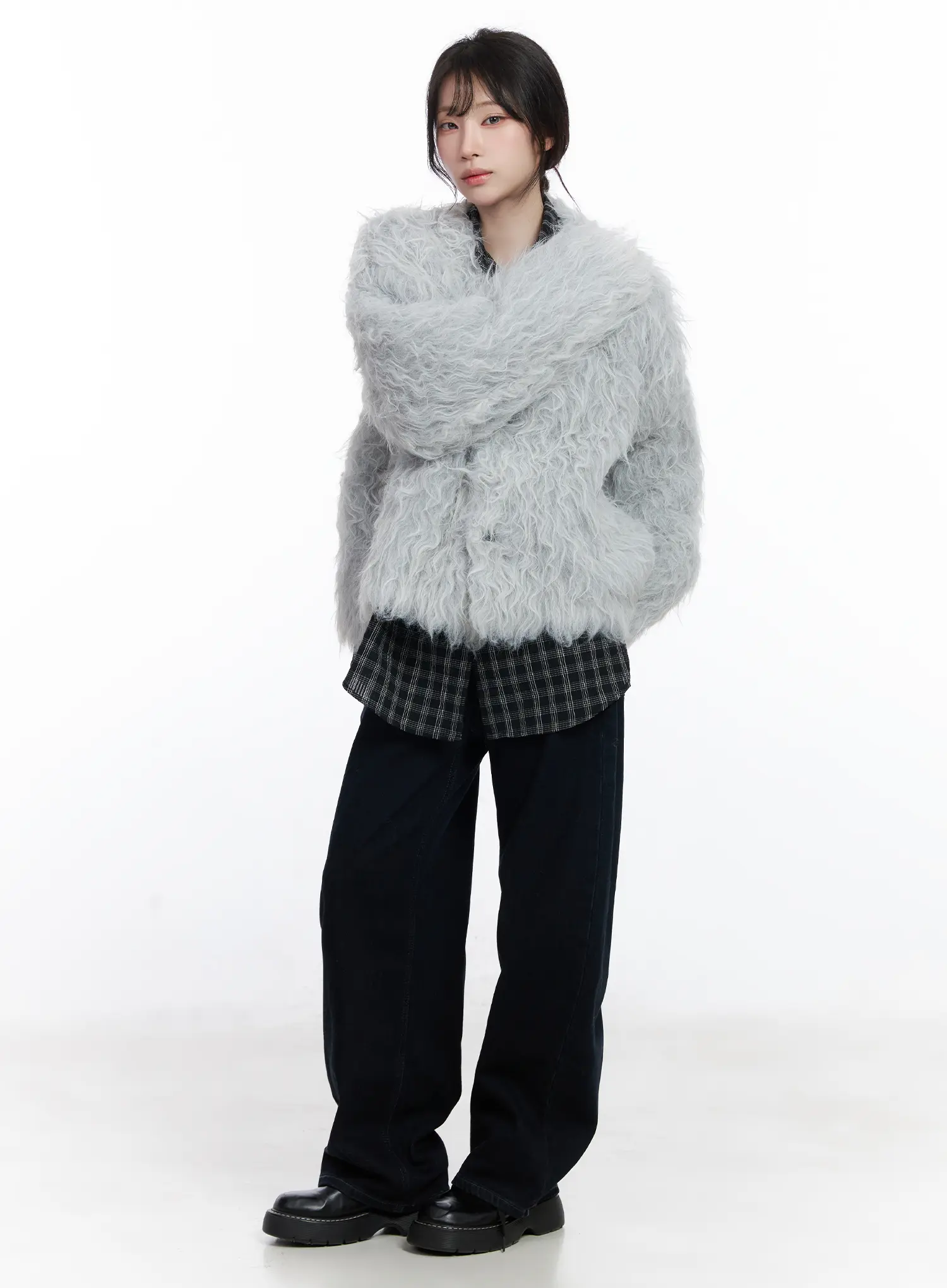 Oversized Fuzzy Wool Cardigan CJ526 - Image 3