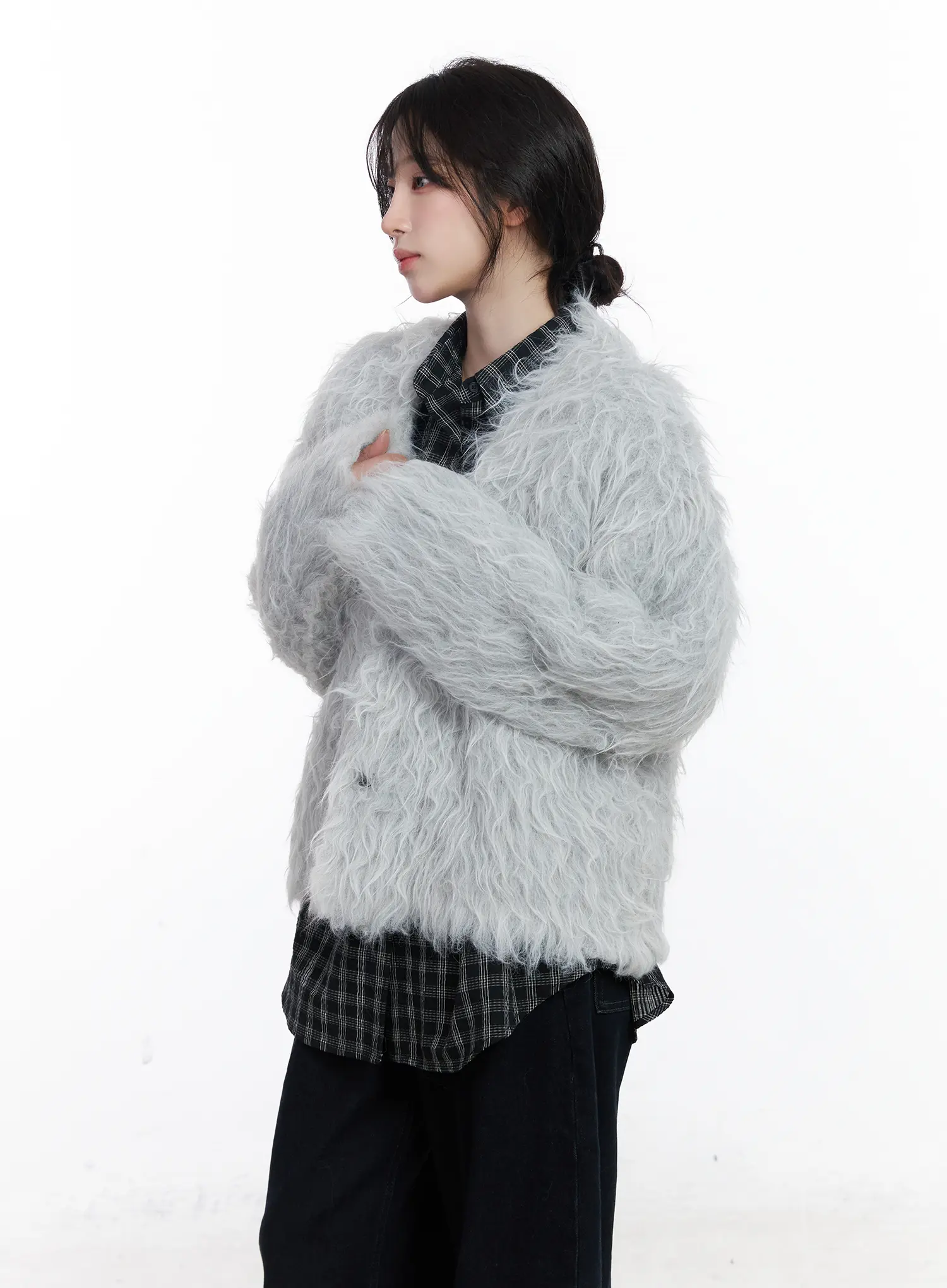 Oversized Fuzzy Wool Cardigan CJ526 - Image 7