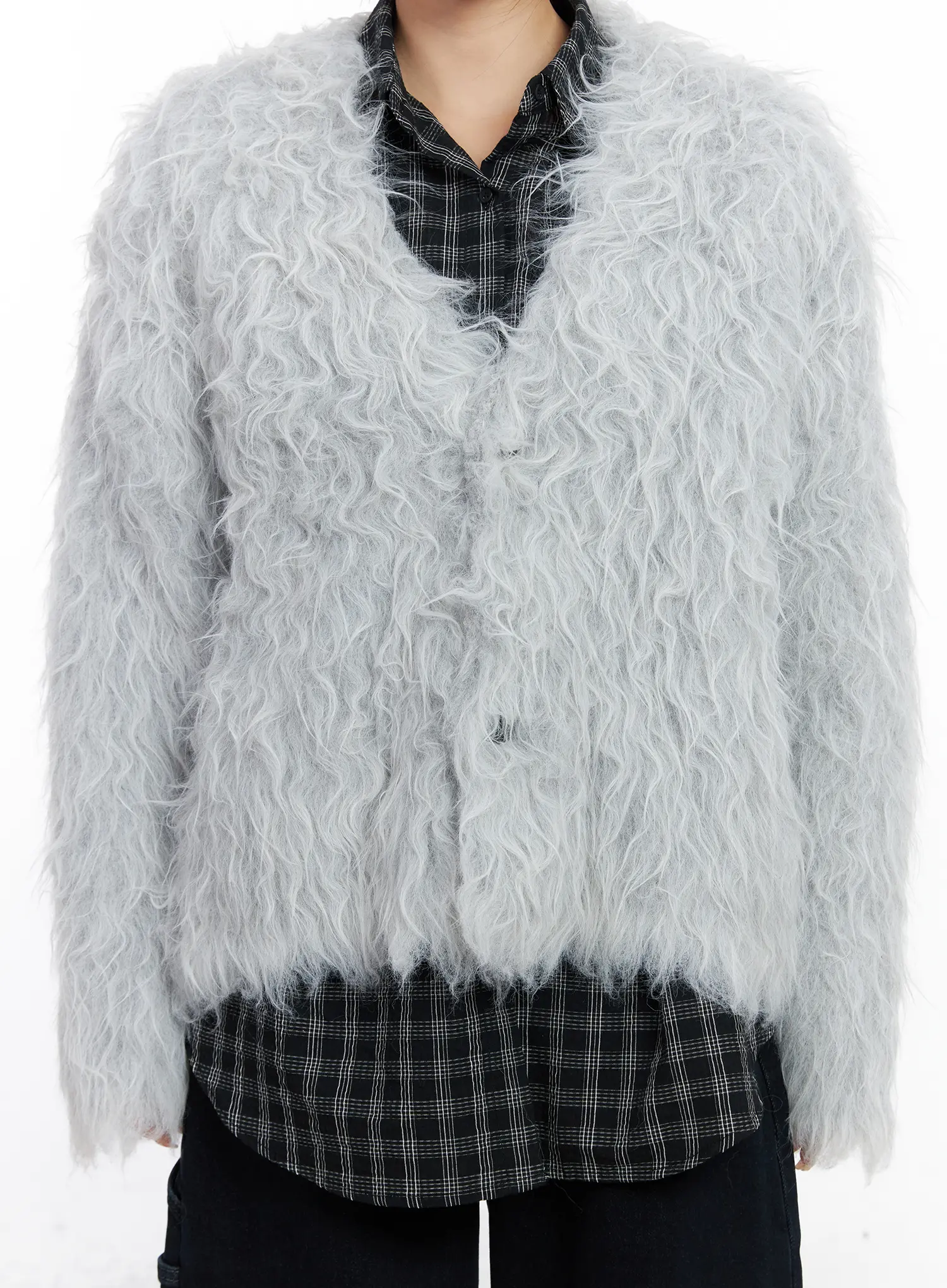 Oversized Fuzzy Wool Cardigan CJ526 - Image 8