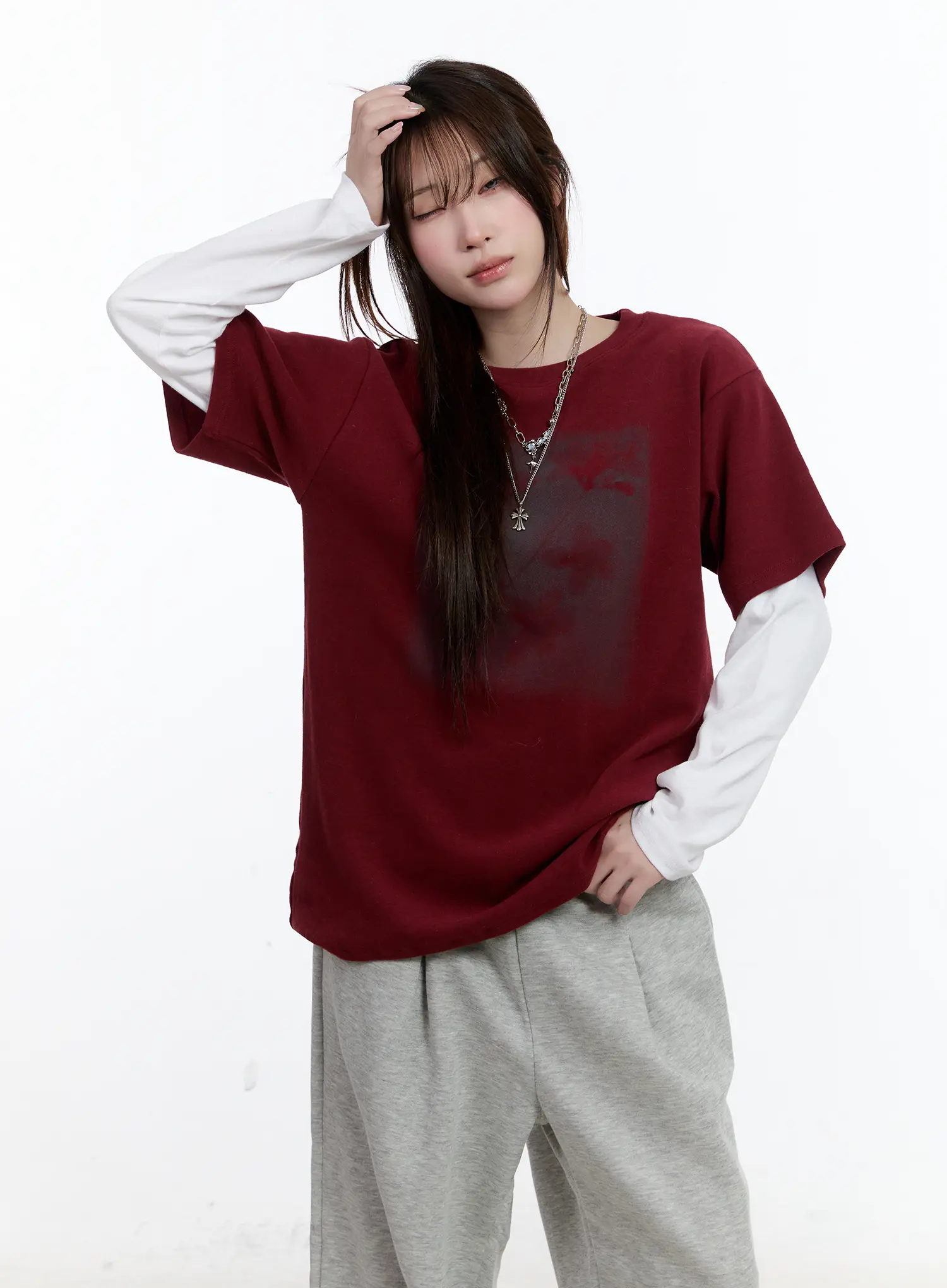 Oversized Graphic Fleece-Lined Shirt CN525 - Image 5