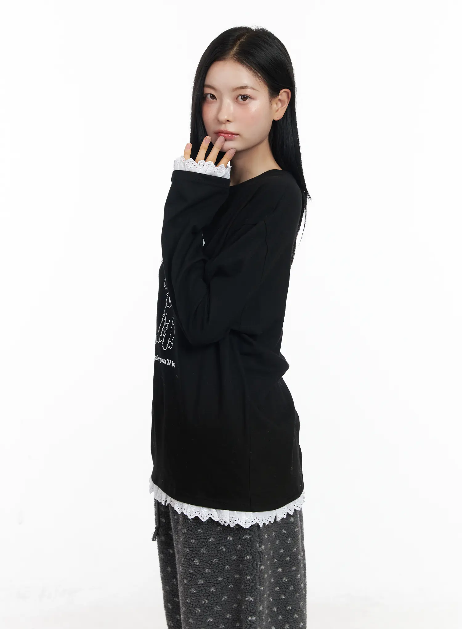 Oversized Graphic Lace Tee CJ519 - Image 6