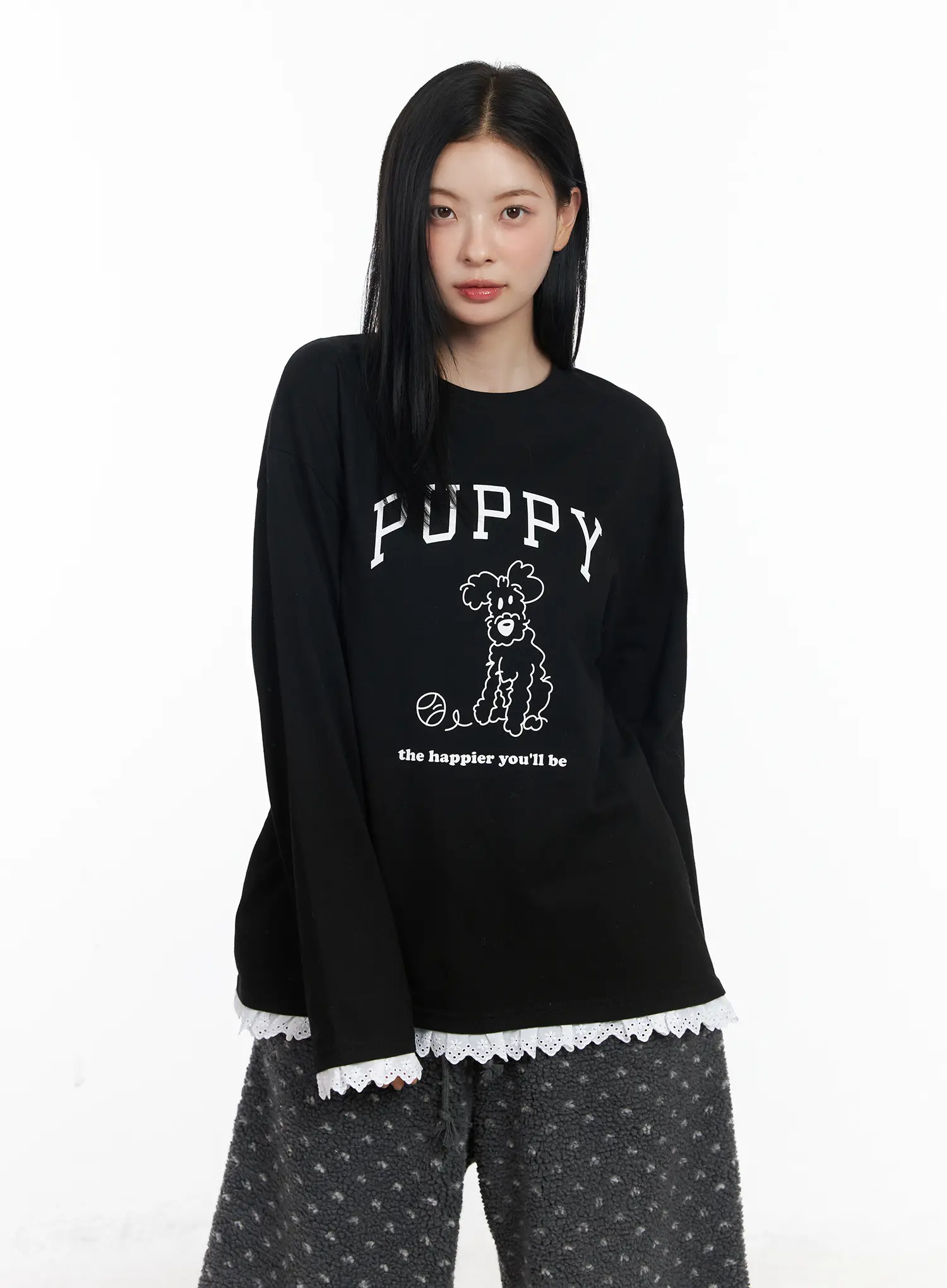 Oversized Graphic Lace Tee CJ519 - Image 9