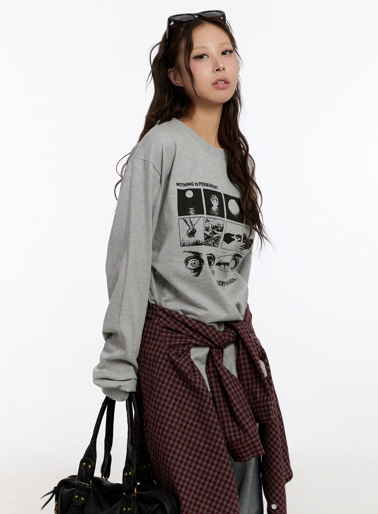 Oversized Graphic Print Long Sleeve Top CN527