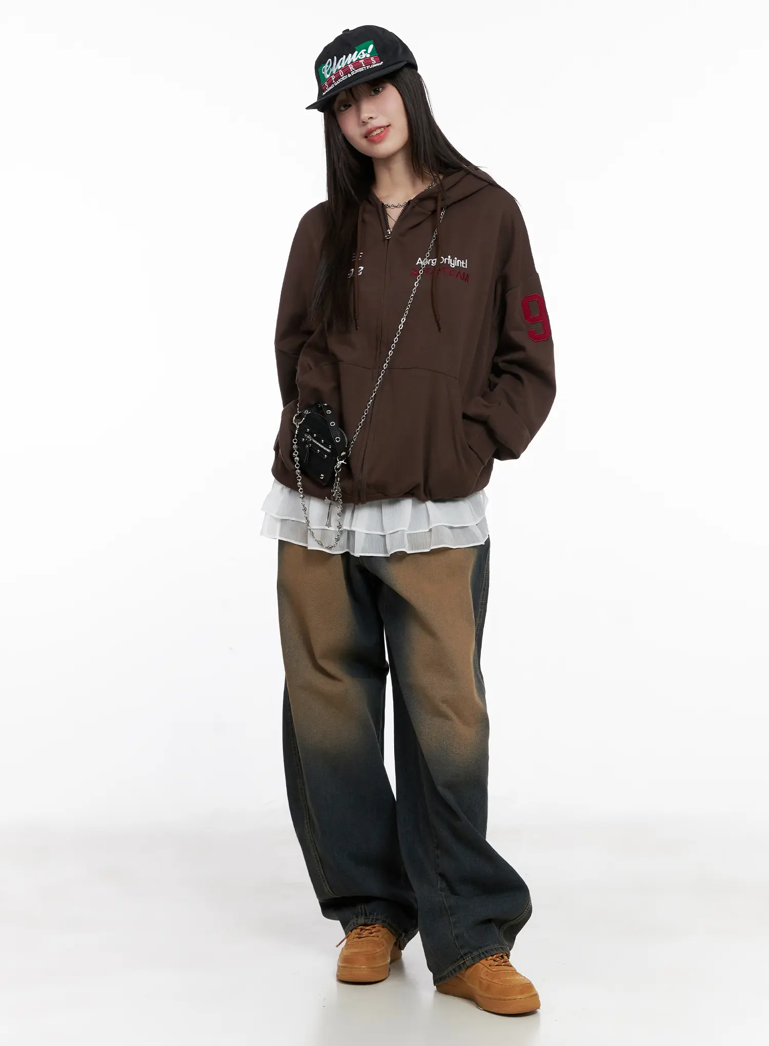 Oversized Graphic Zip-Up Hoodie CG519 - Image 3