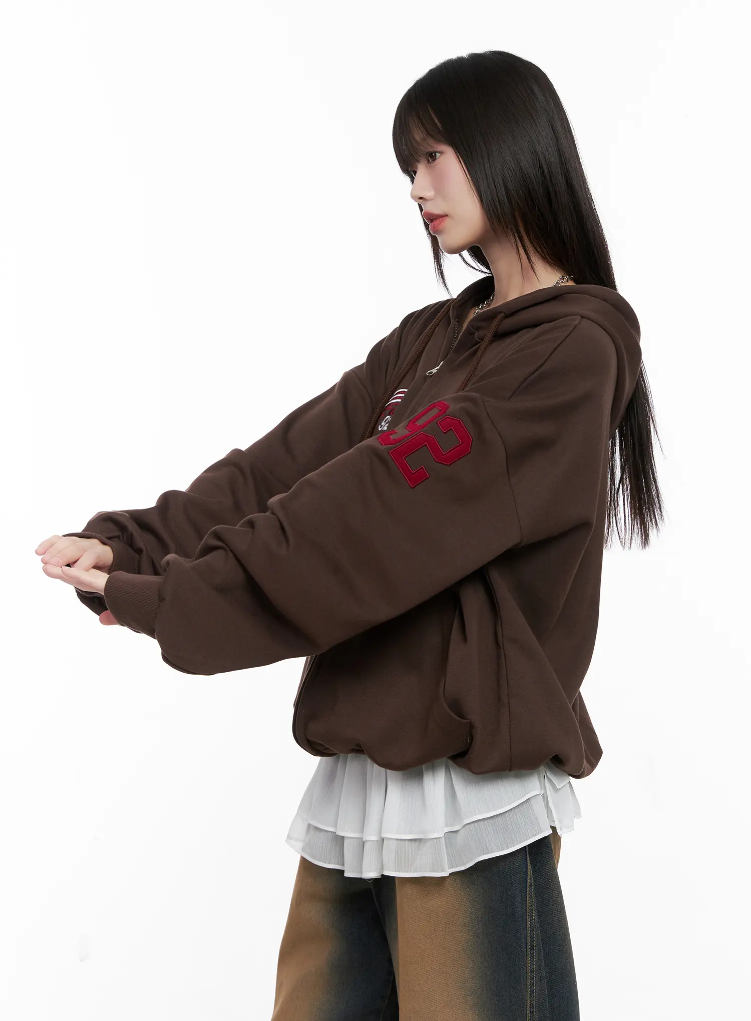 Oversized Graphic Zip-Up Hoodie CG519 - Image 5