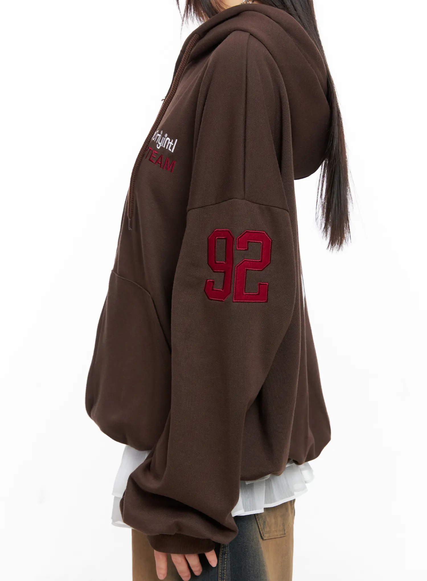 Oversized Graphic Zip-Up Hoodie CG519 - Image 6