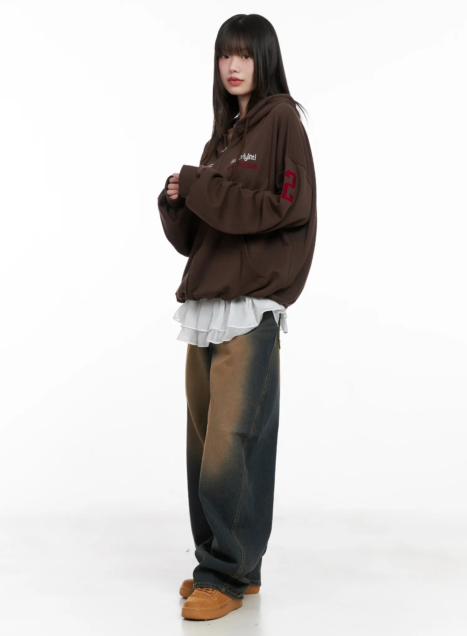 Oversized Graphic Zip-Up Hoodie CG519 - Image 7