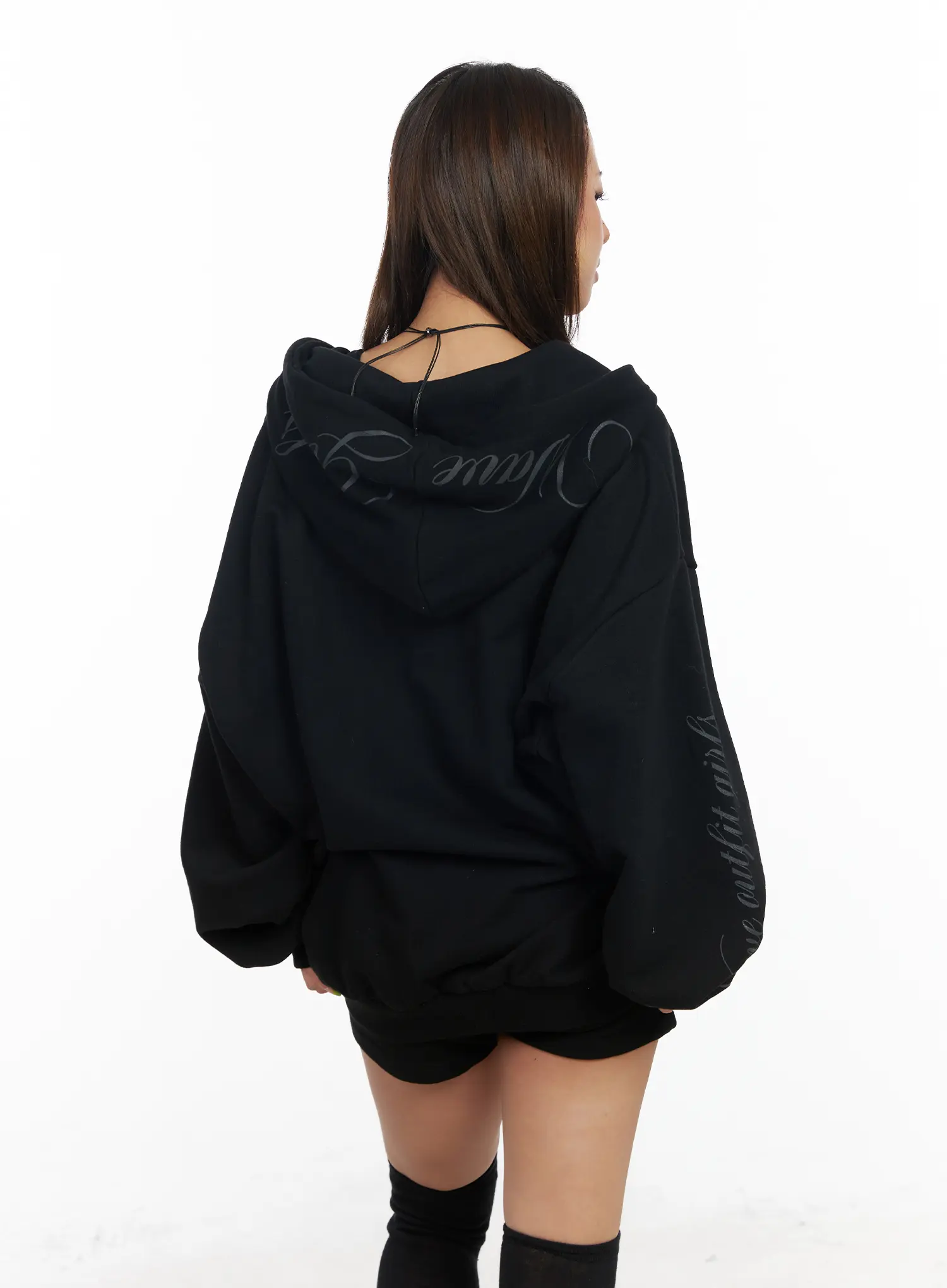 Oversized Hoodie with Graphic Text CF513 - Image 12