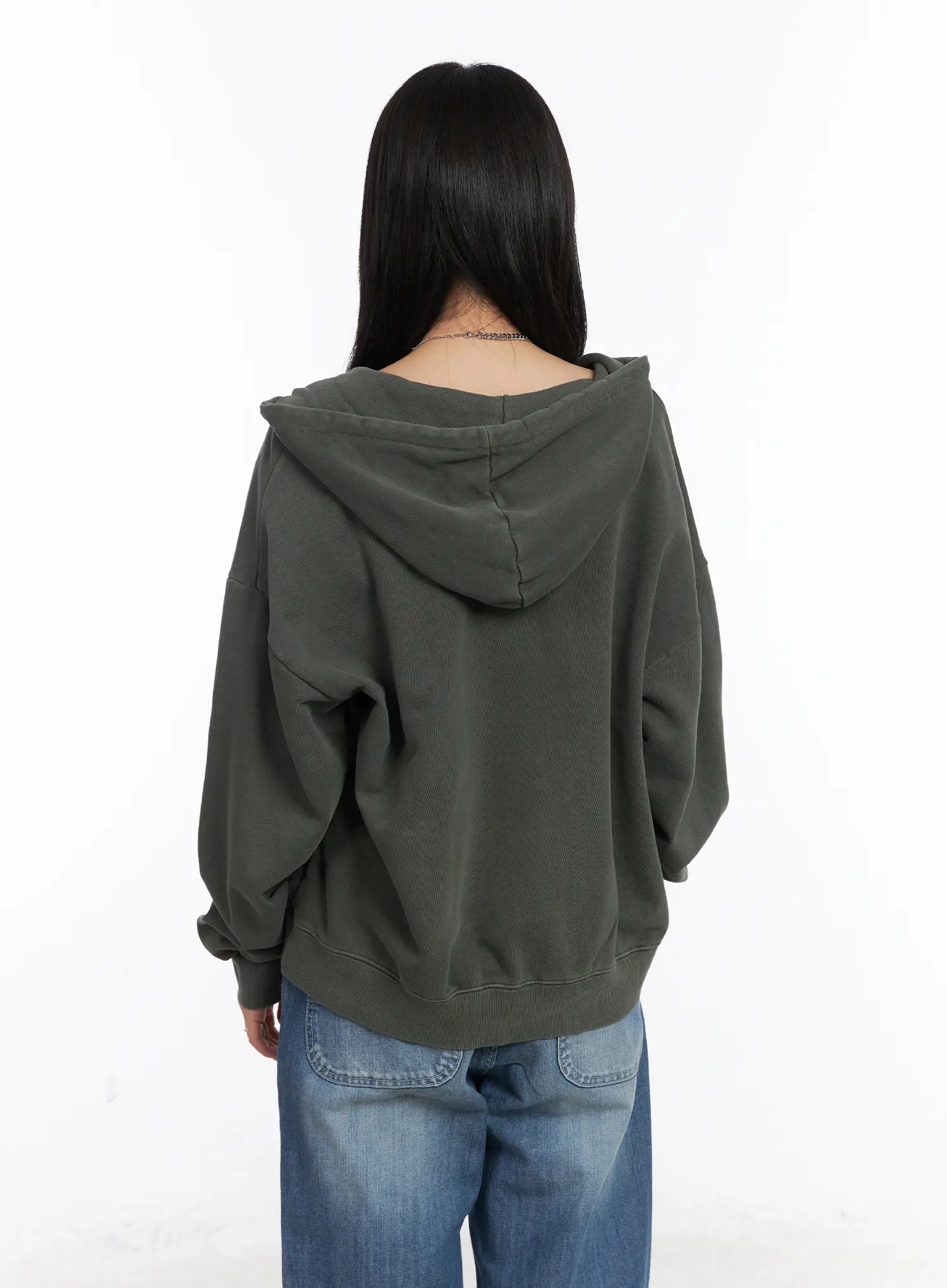 Oversized Pigment Print Zip-Up Hoodie CD505 - Image 7