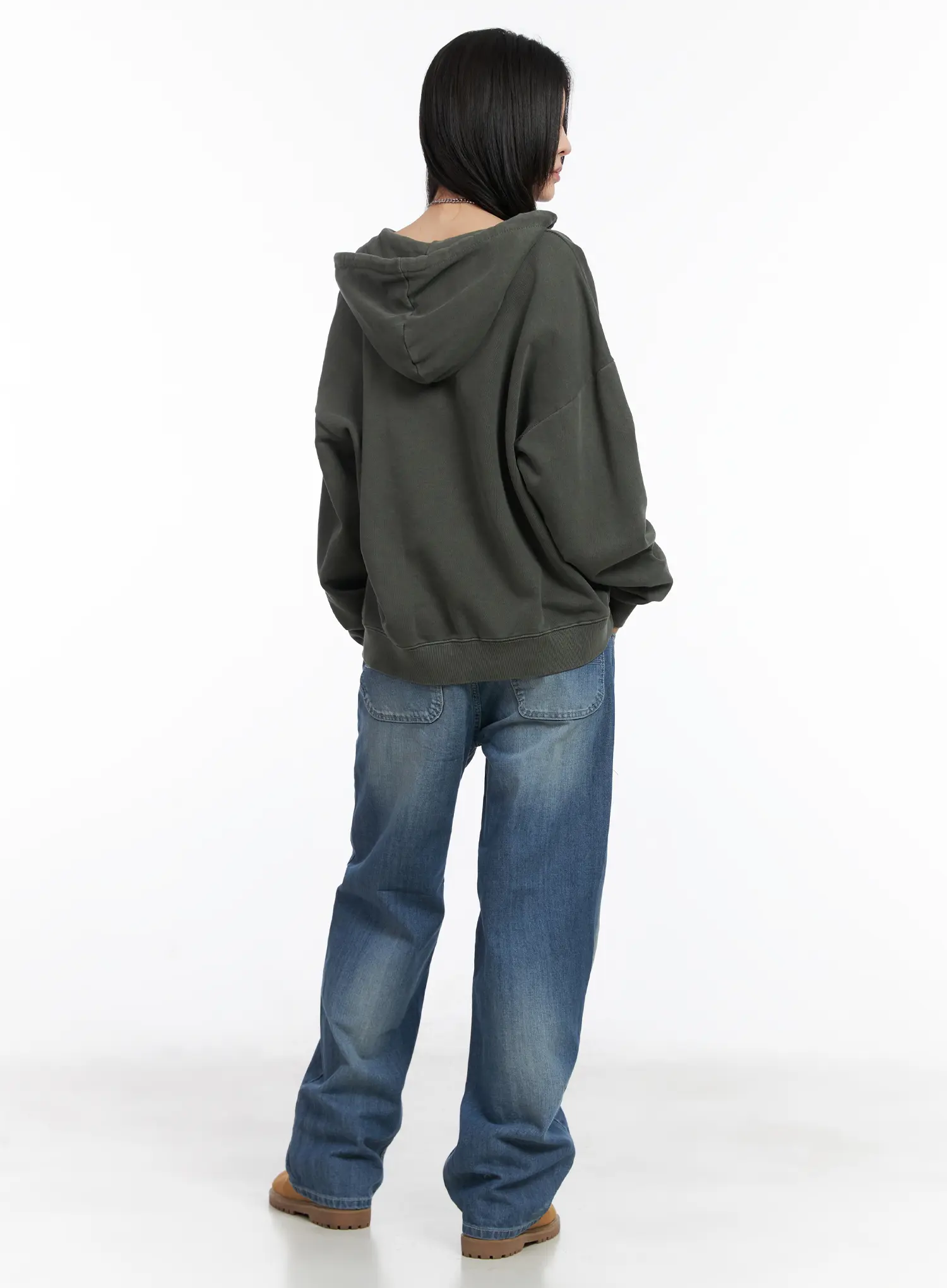 Oversized Pigment Print Zip-Up Hoodie CD505 - Image 8