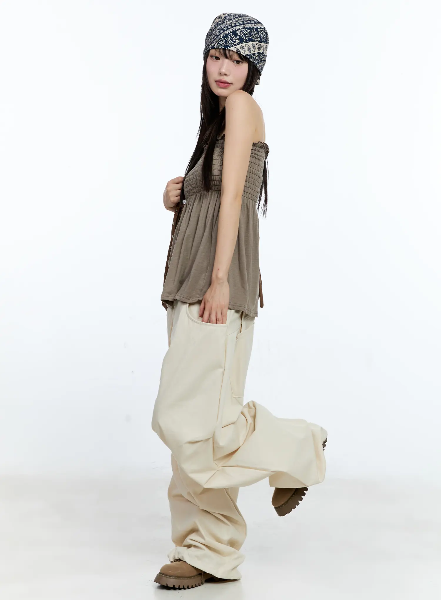 Oversized Pintuck Wide-Leg Pants CG507 - Image 2