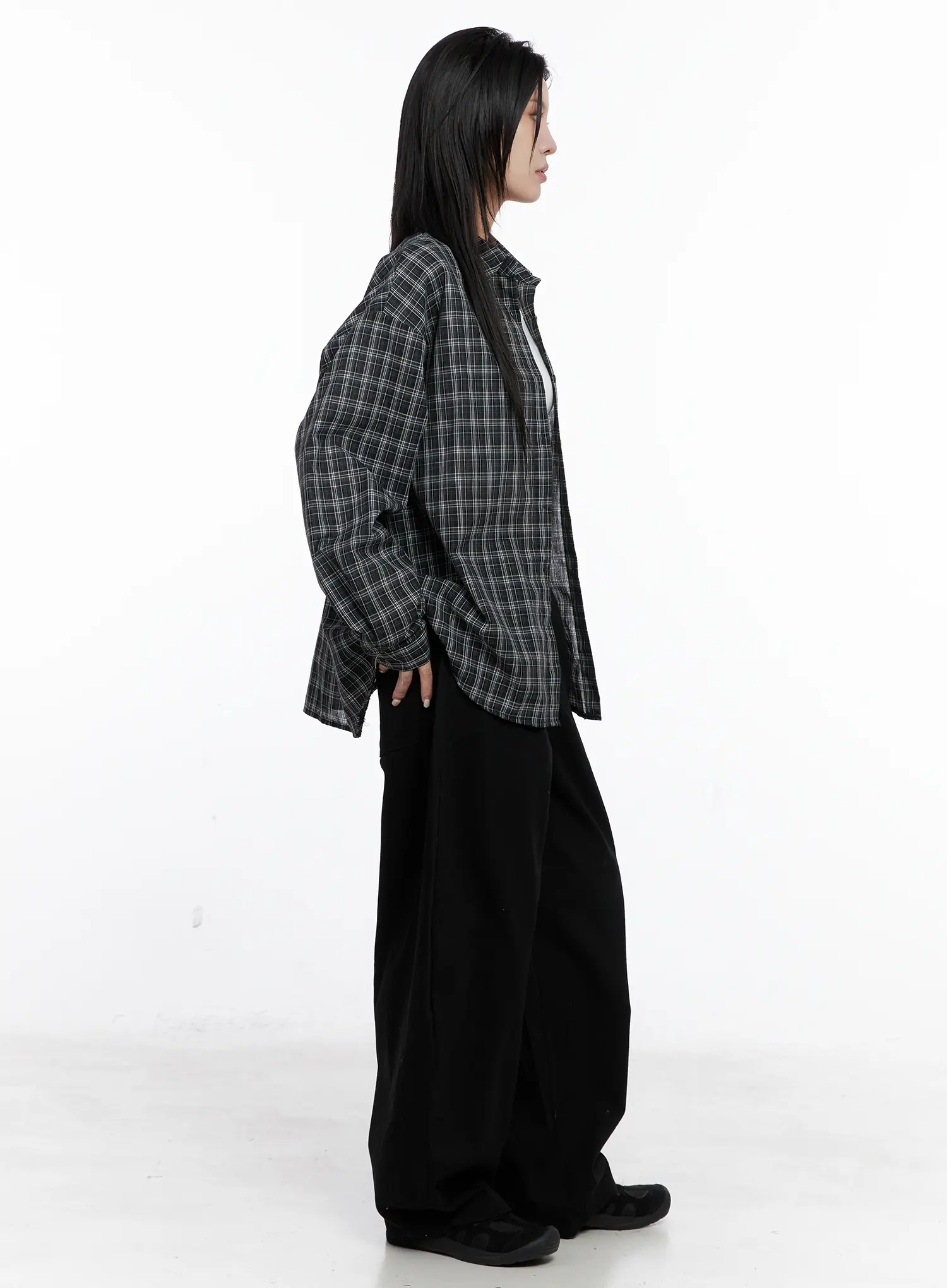 Oversized Plaid Button Up Shirt CS512 - Image 6