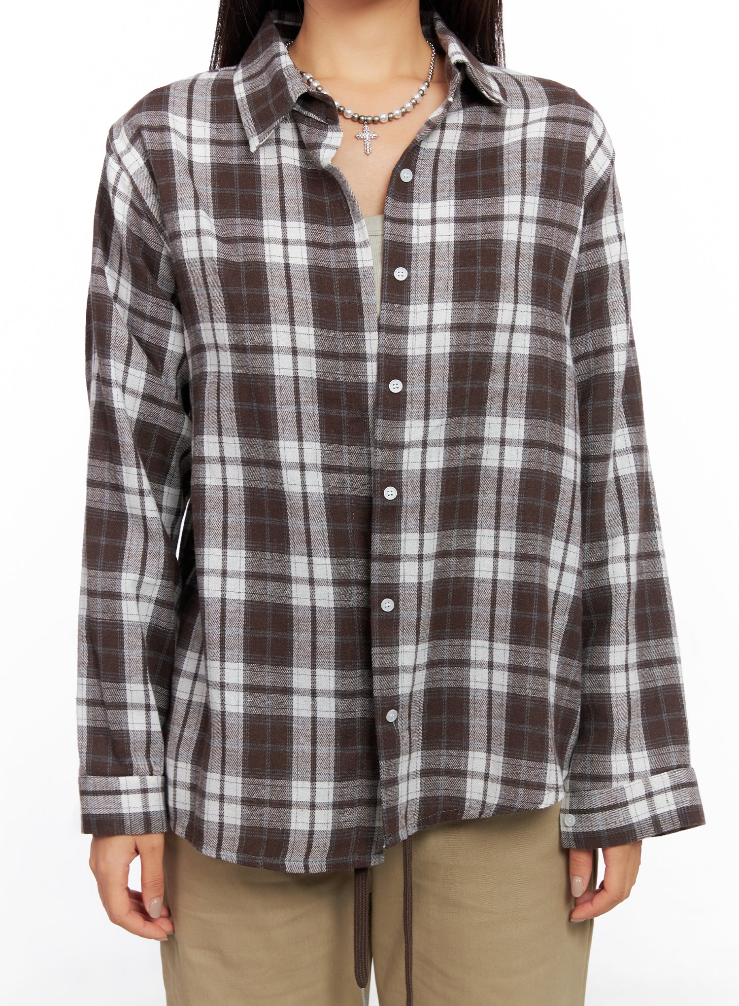 Oversized Plaid Long Sleeve Flannel Shirt CO515 - Image 4